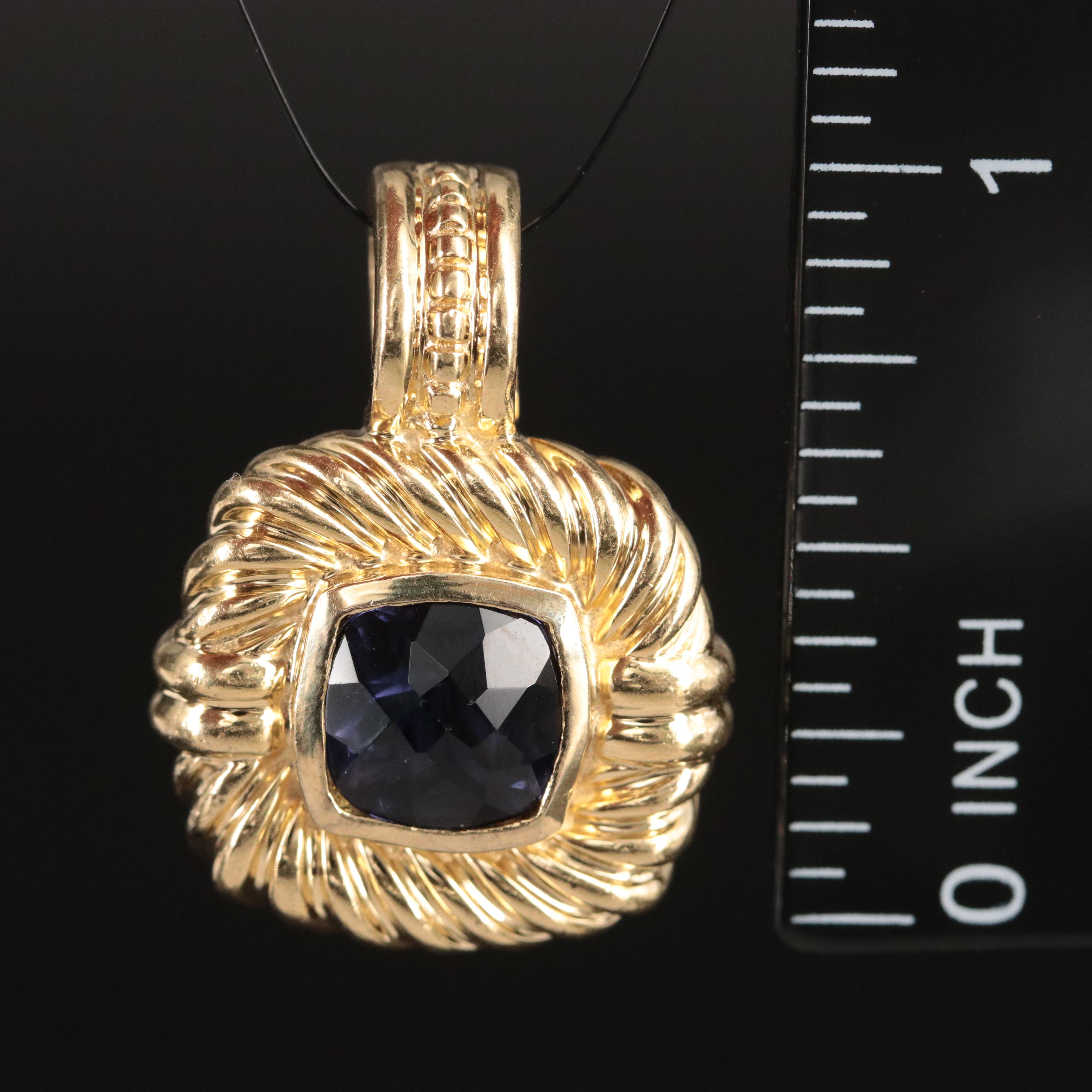 David Yurman 18K Iolite Cable Enhancer Pendant
