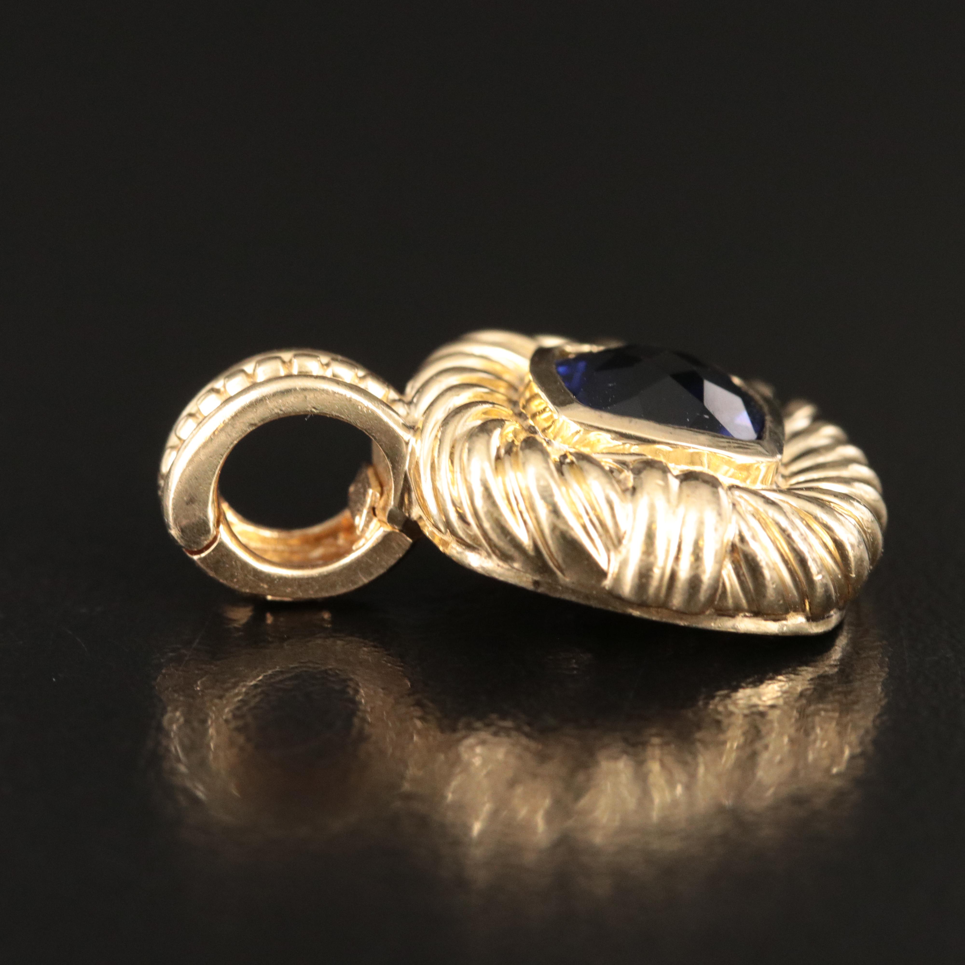 David Yurman 18K Iolite Cable Enhancer Pendant