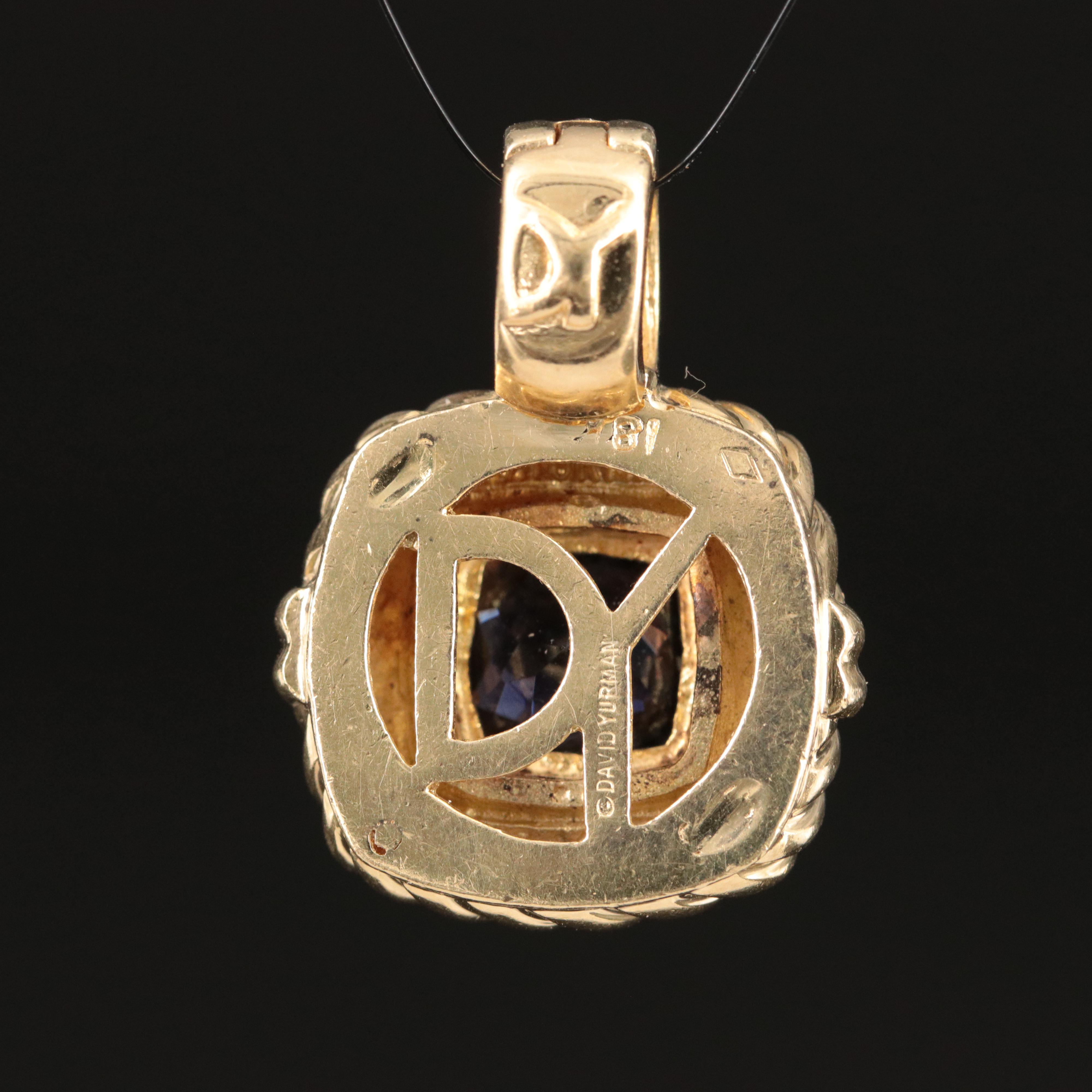 David Yurman 18K Iolite Cable Enhancer Pendant