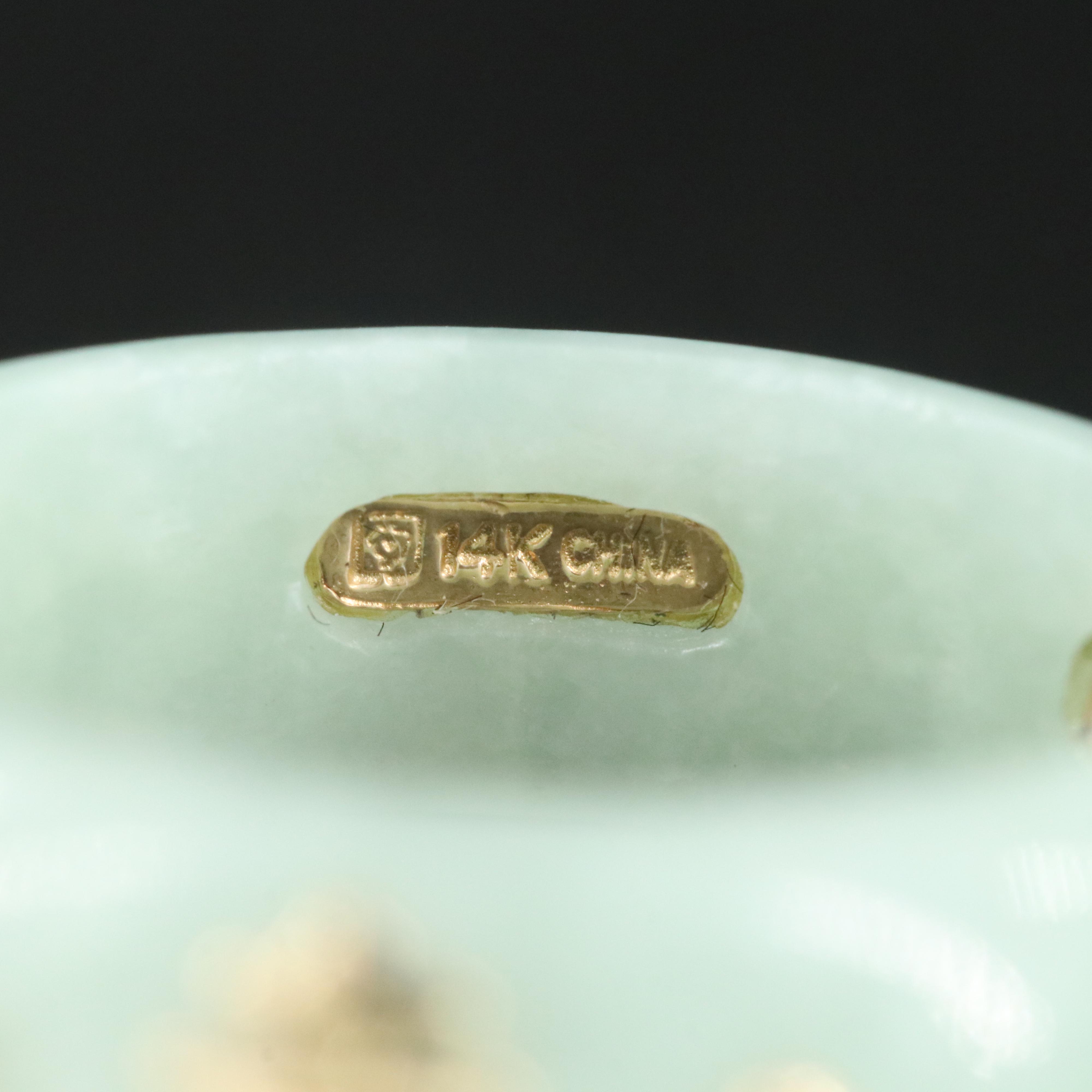 Jadeite Hololith Ring with 14K Accents