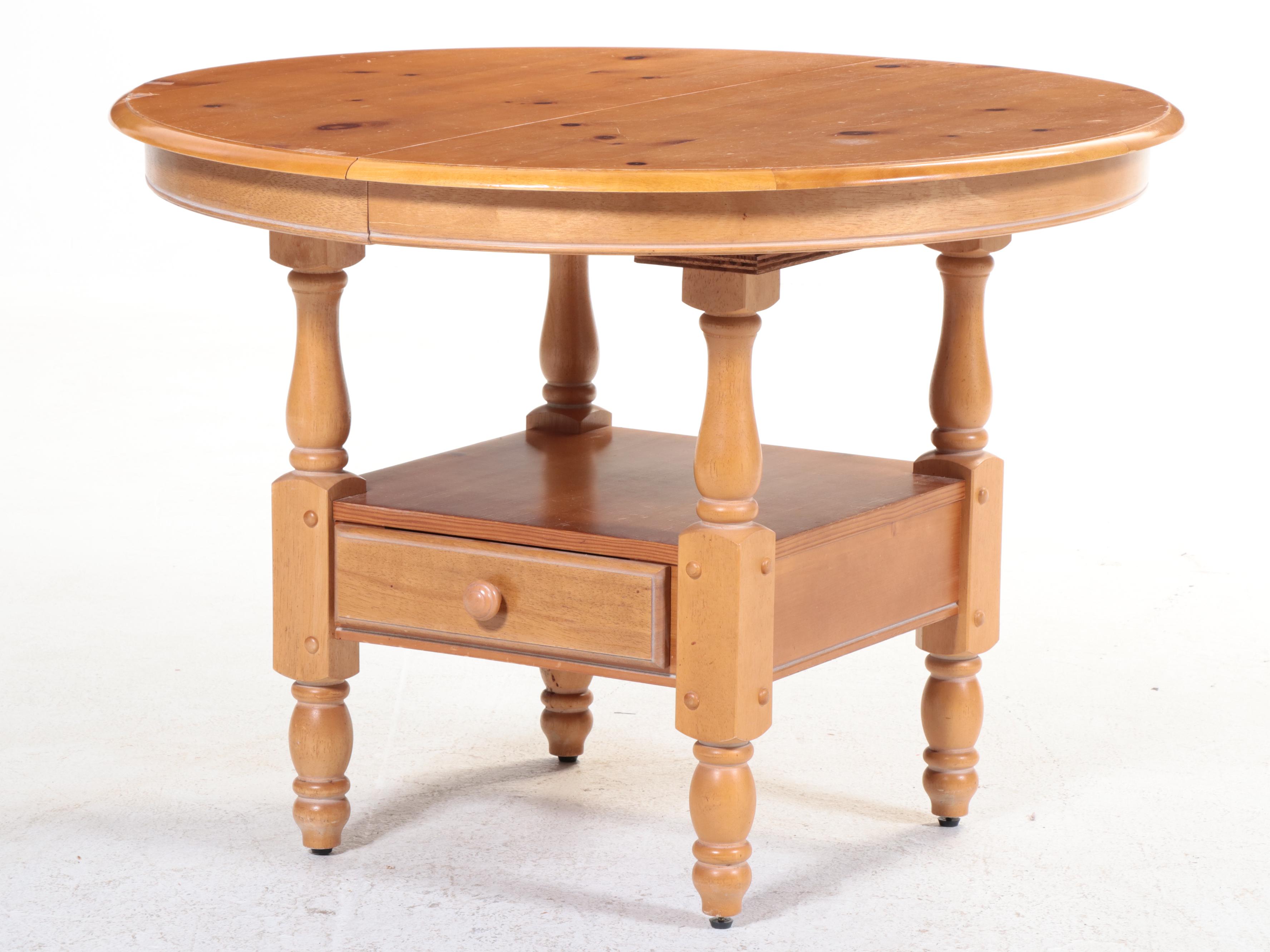 Five Stencil-Decorated L. Hitchcock Chairs with Pine Table