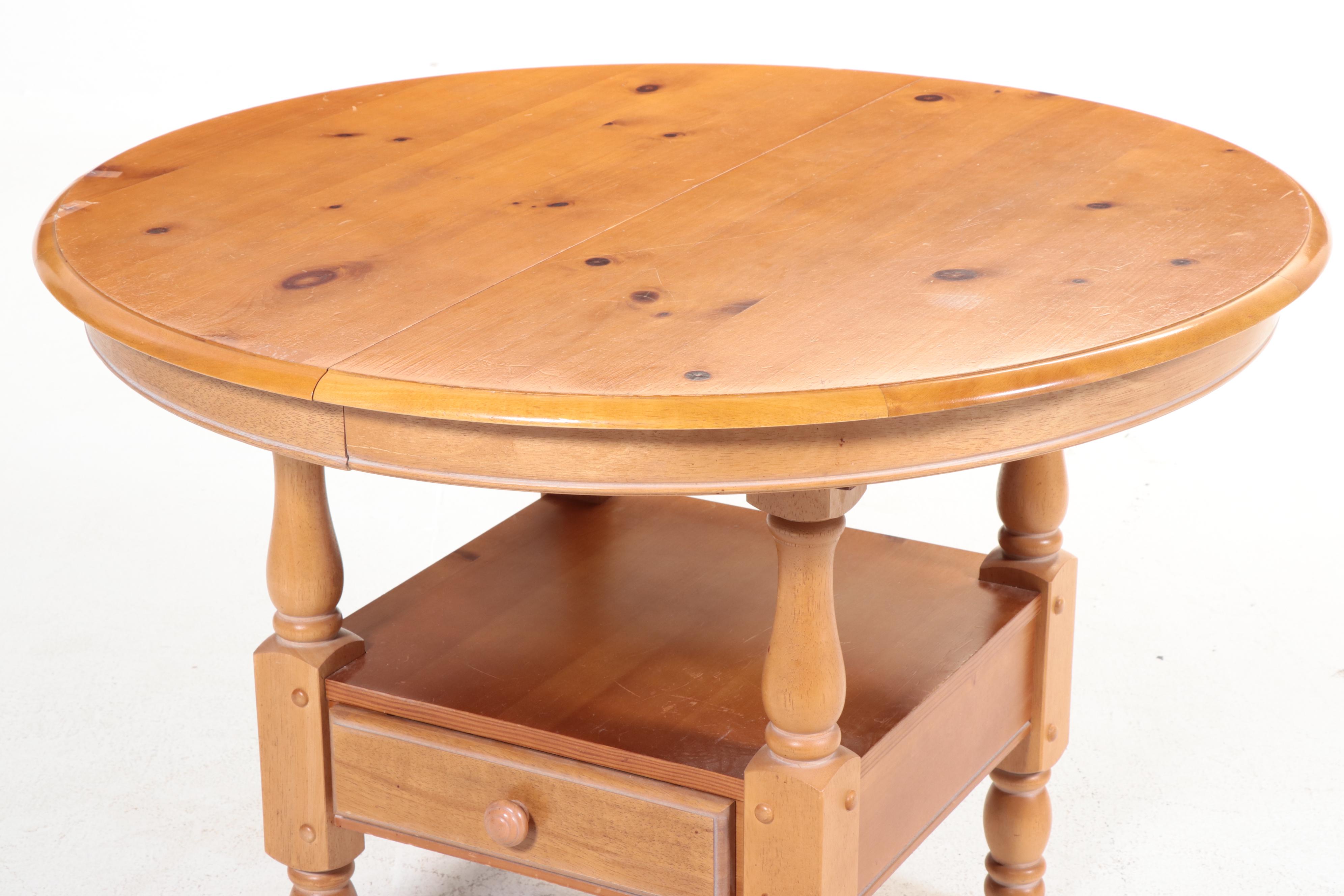 Five Stencil-Decorated L. Hitchcock Chairs with Pine Table