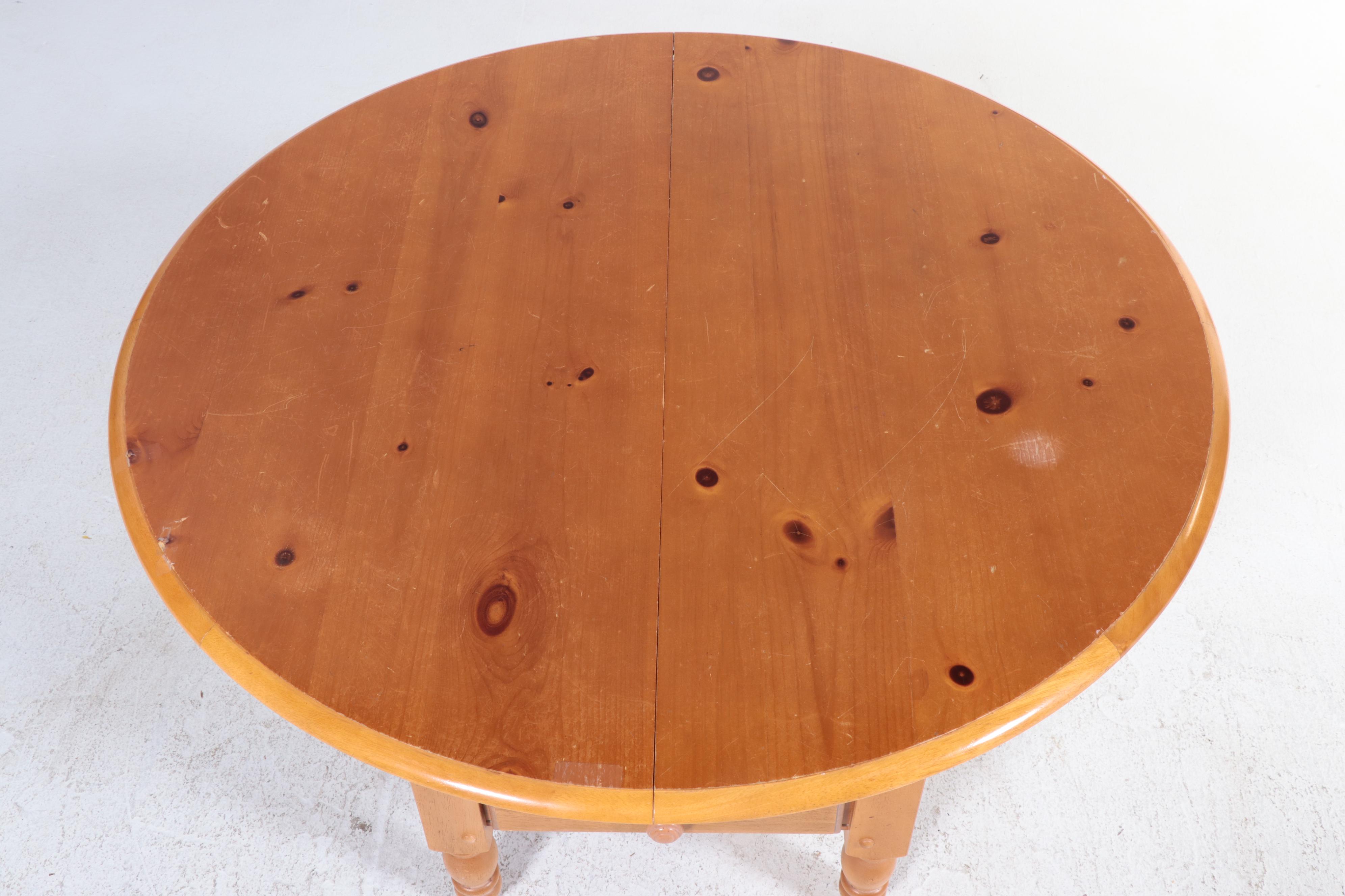 Five Stencil-Decorated L. Hitchcock Chairs with Pine Table