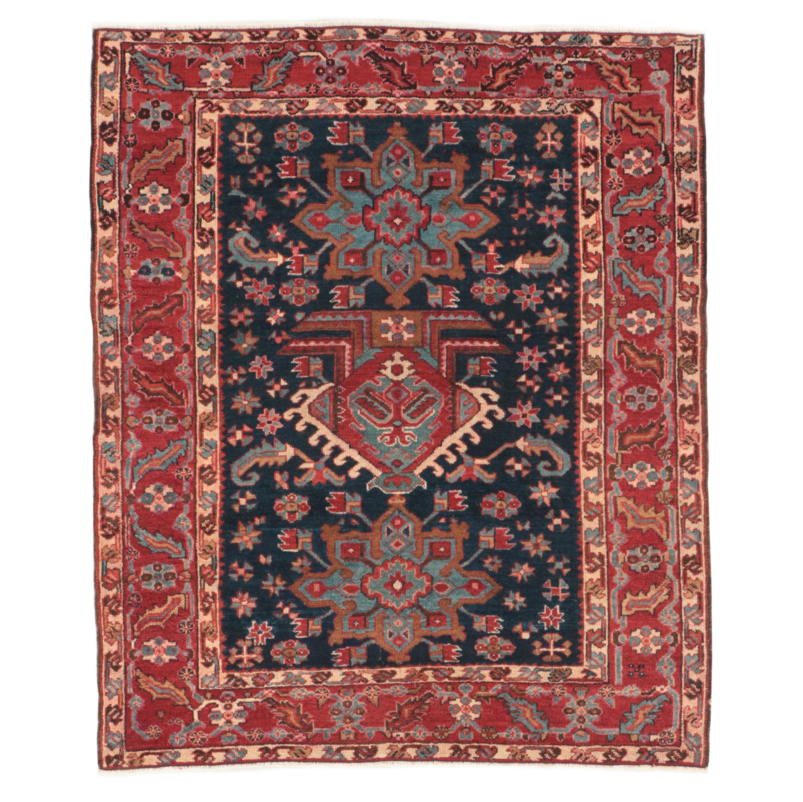 4'9 x 5'9 Hand-Knotted Persian Lamberan Area Rug