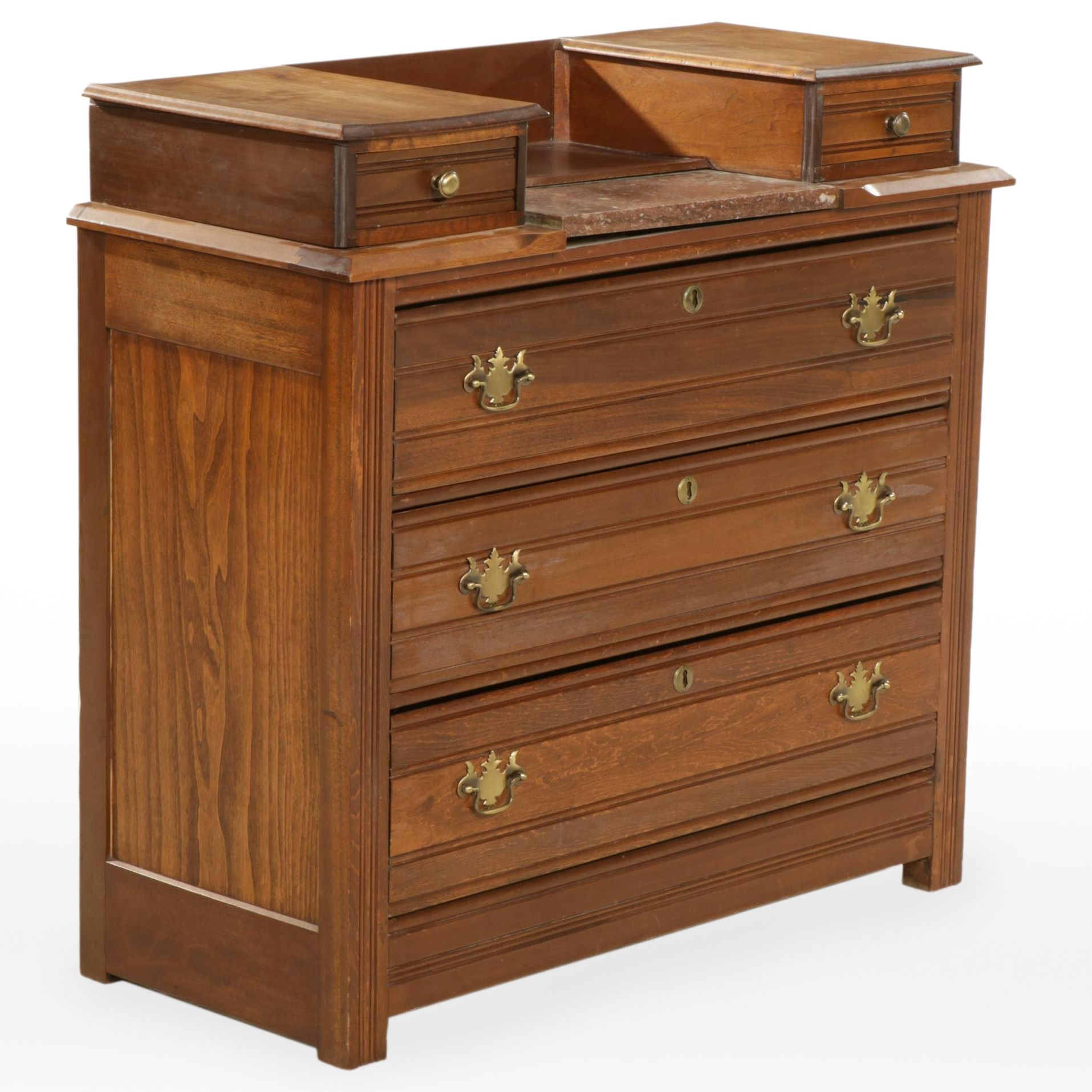 Late Victorian Hardwood and Rouge Marble Chest of Drawers