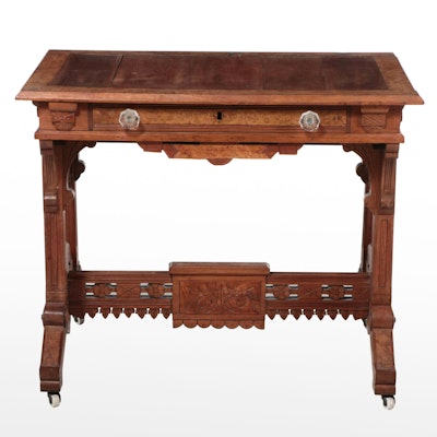 Eastlake Style Birdseye Maple and Single Drawer Desk,  Late 19th Century