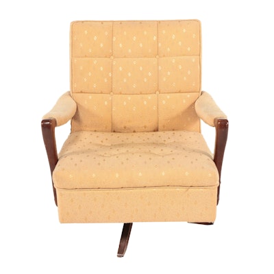 Mid Century Modern Style Upholstered Swivel Rocking Chair, Mid to Late 20th C.