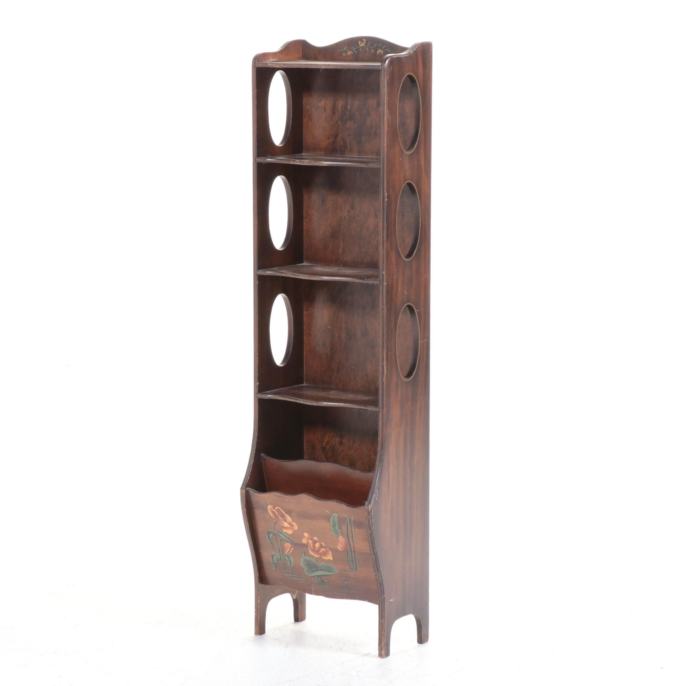 Mahogany Finish Nick Nack Shelf and Magazine Rack