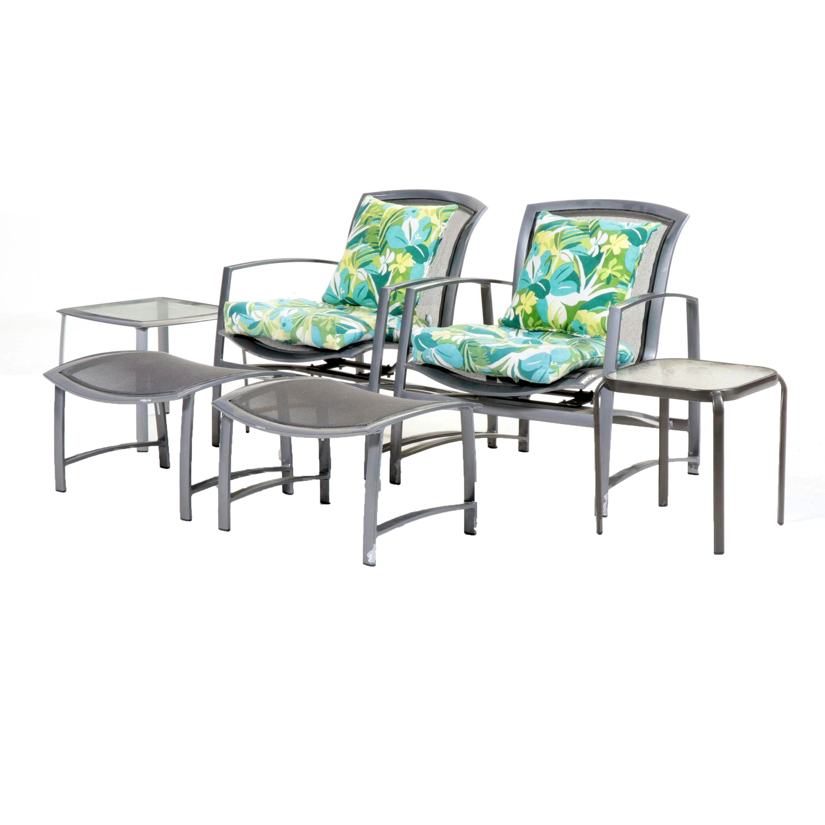 Brown Jordan Metal and Mesh Patio Armchairs, Footstools and More