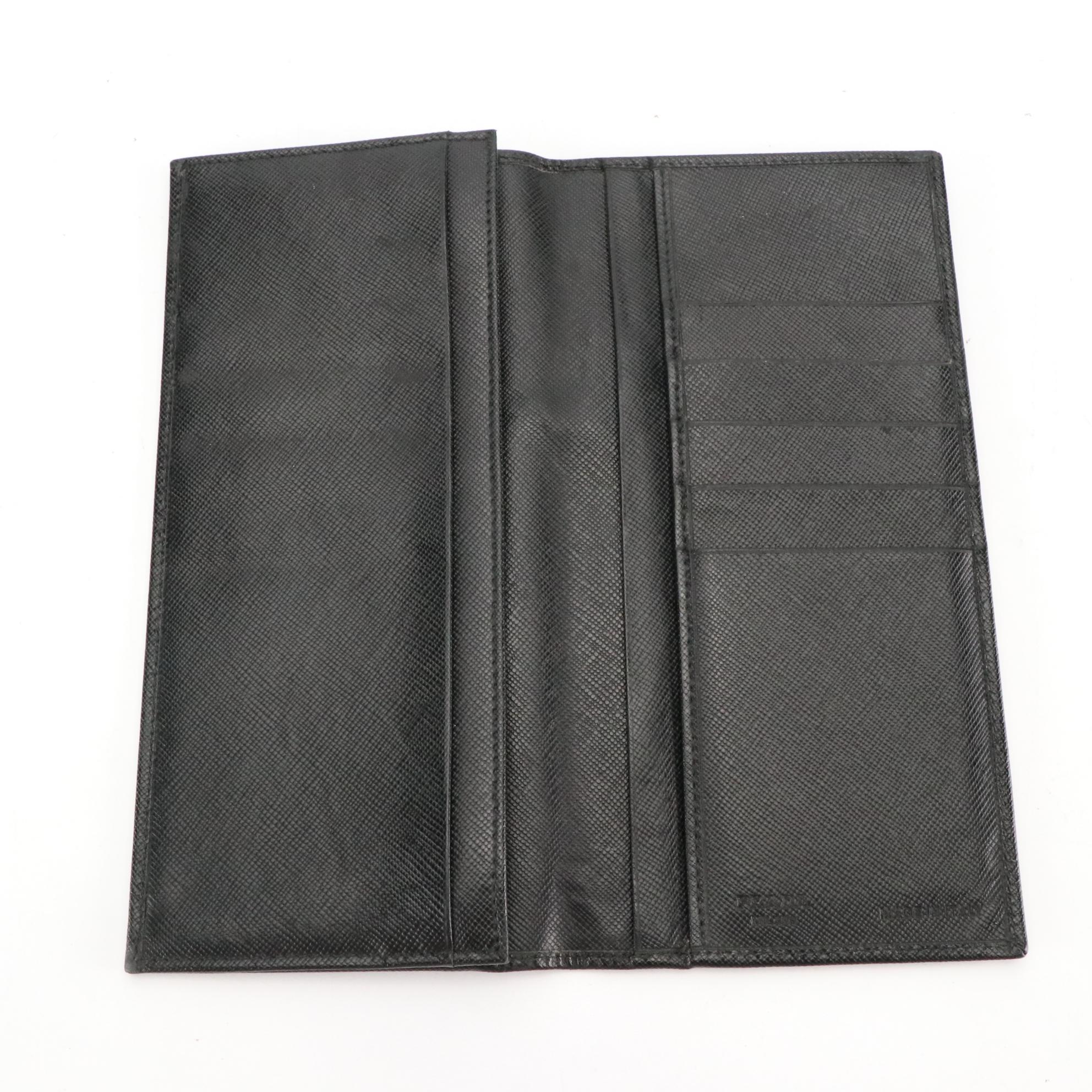 Prada Bifold Long Wallet in Black Saffiano Leather