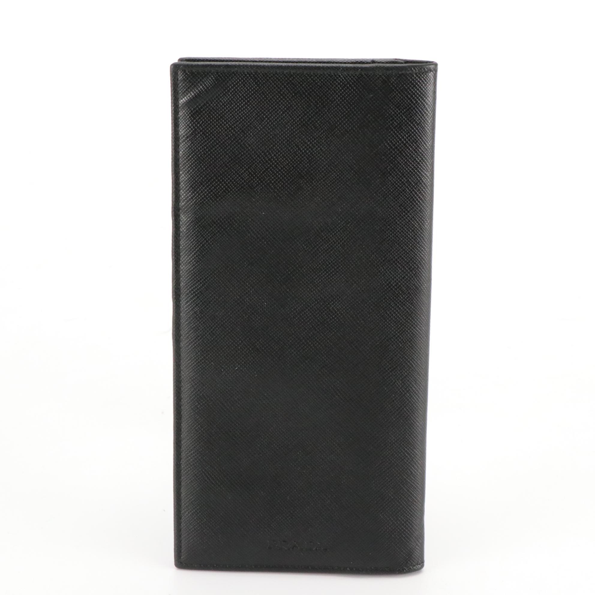 Prada Bifold Long Wallet in Black Saffiano Leather