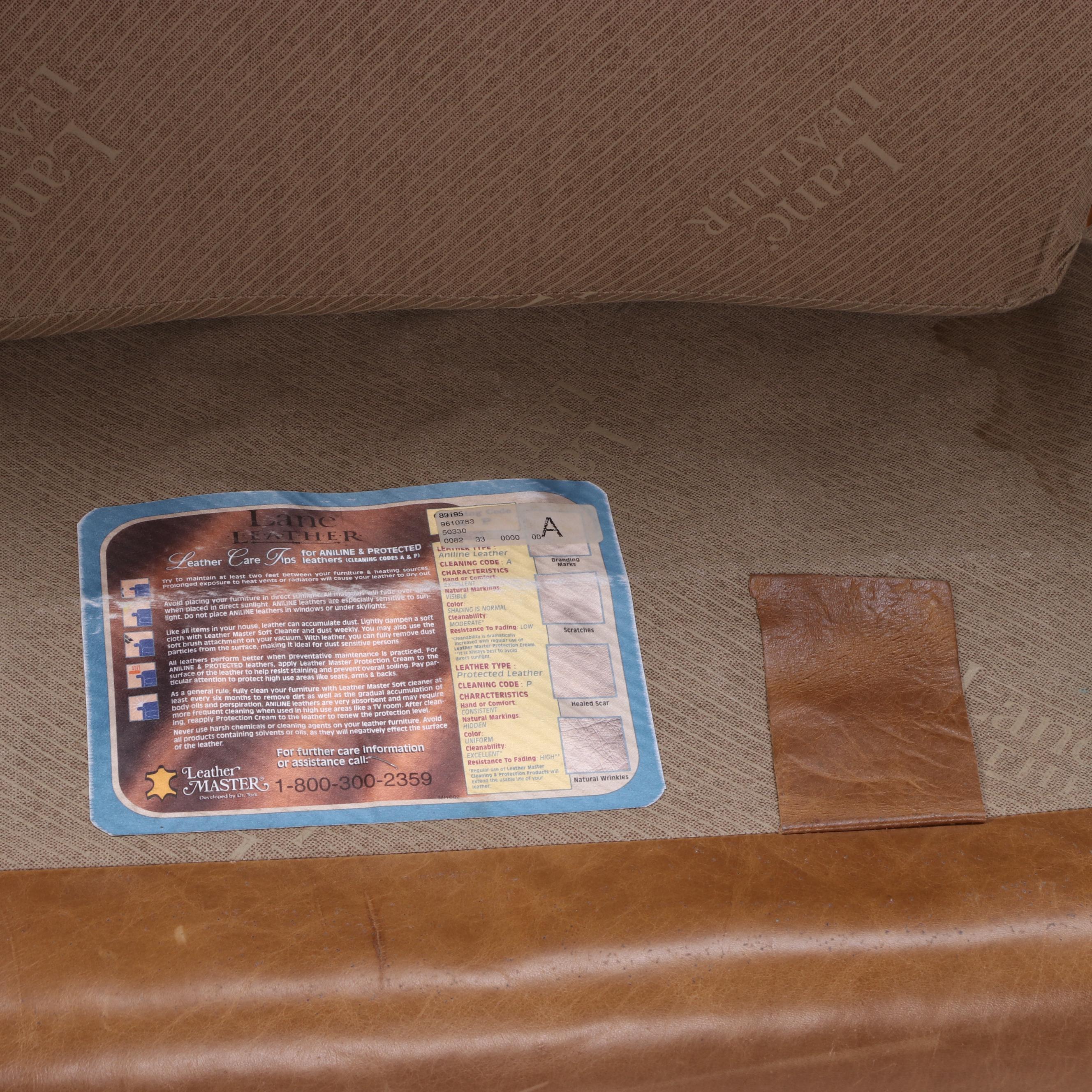 Lane Leather Roll-Arm Sofa with Nailheads