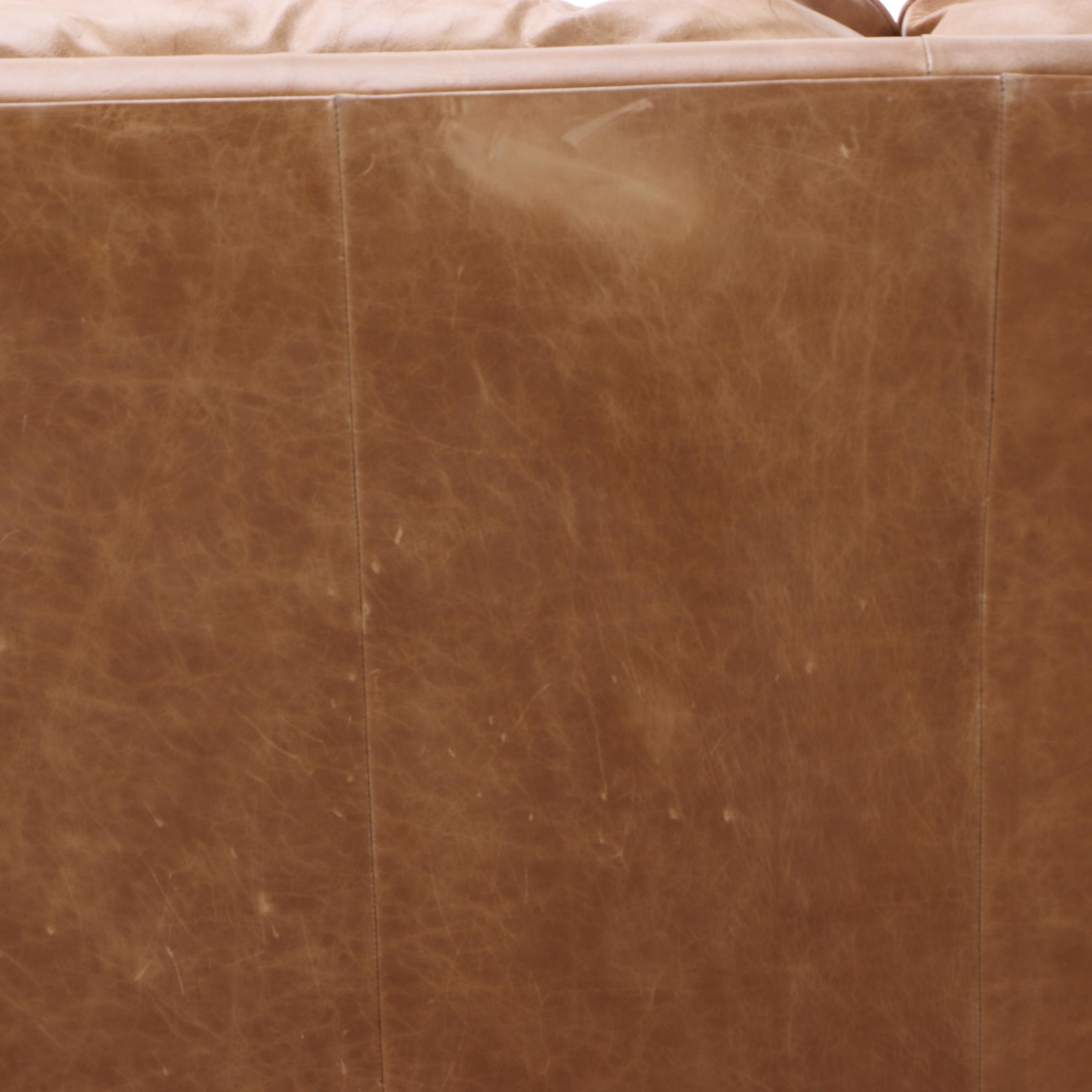 Lane Leather Roll-Arm Sofa with Nailheads