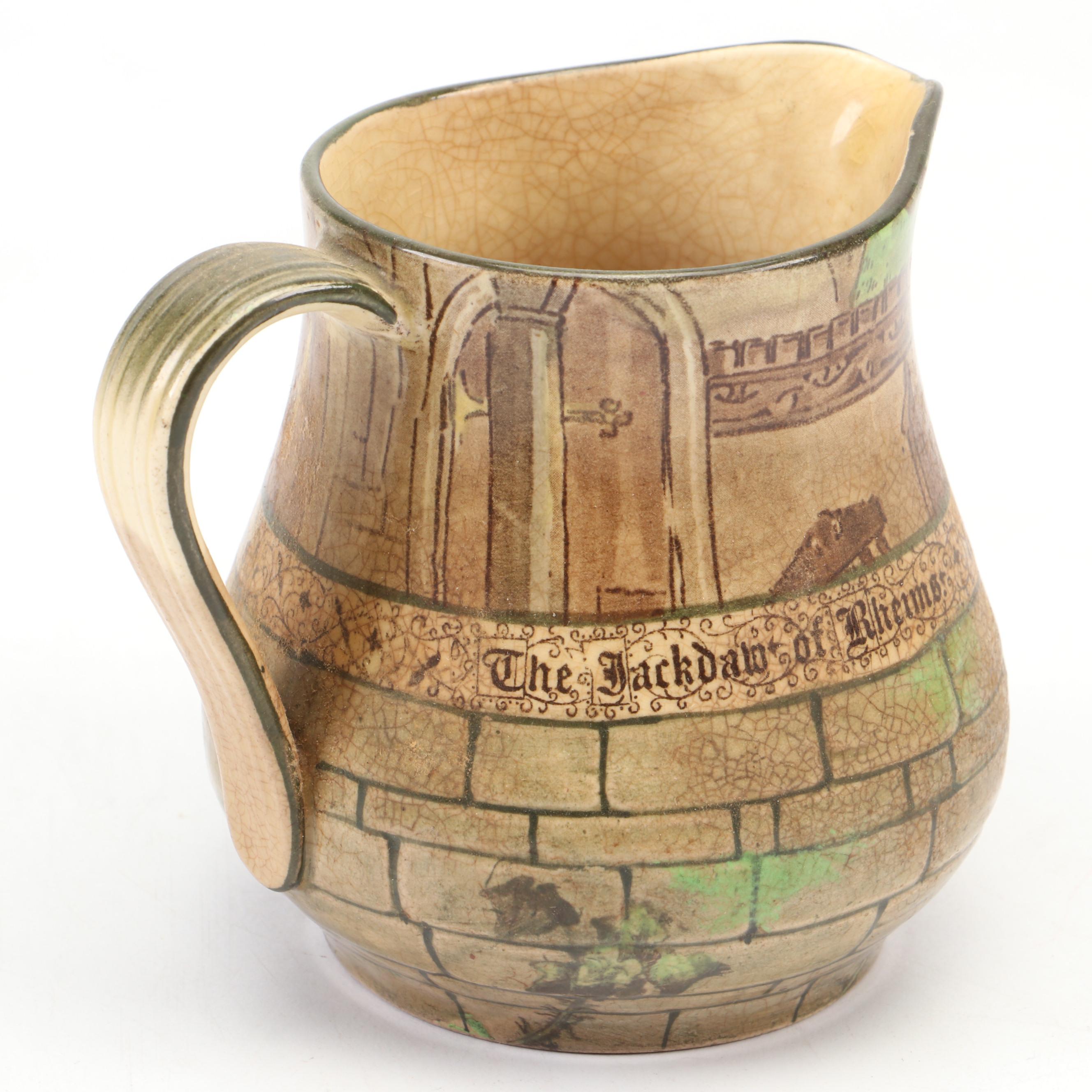 Royal Doulton "The Jackdaw of Rheims" Pitcher with Majolica Charger and Decor