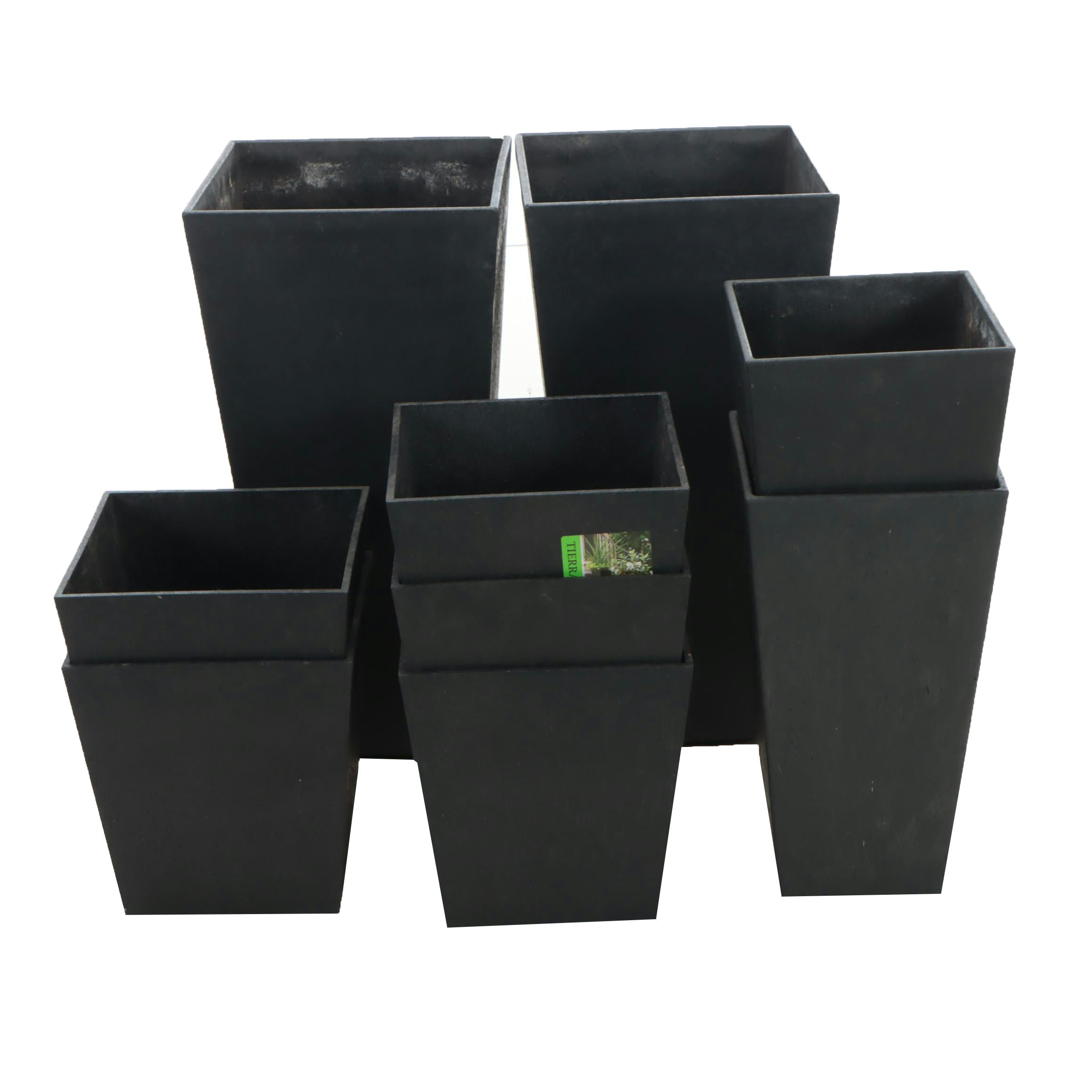 Modernist Style Contemporary Black Plastic Outdoor Planters