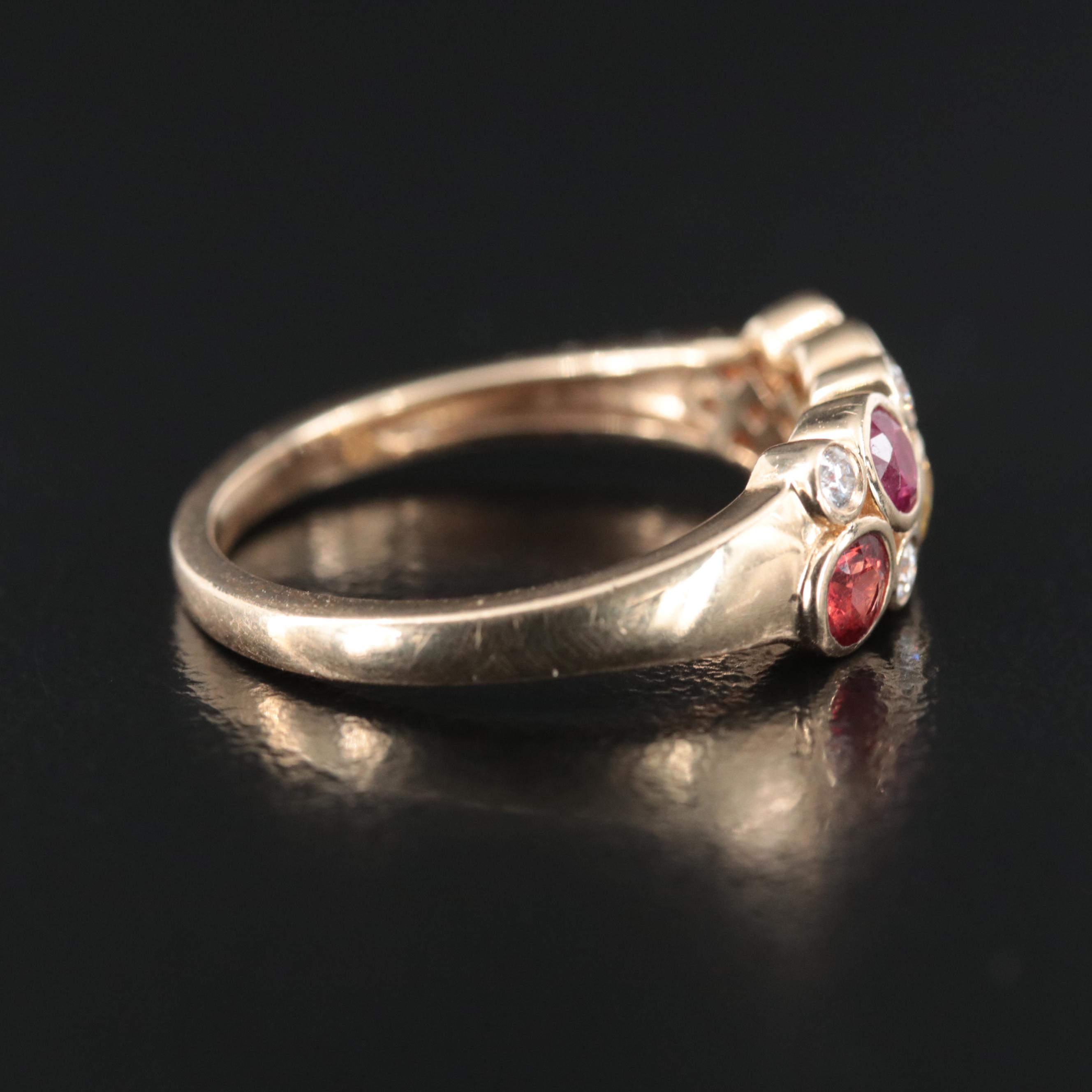 14K Sapphire, Ruby and Diamond Ring