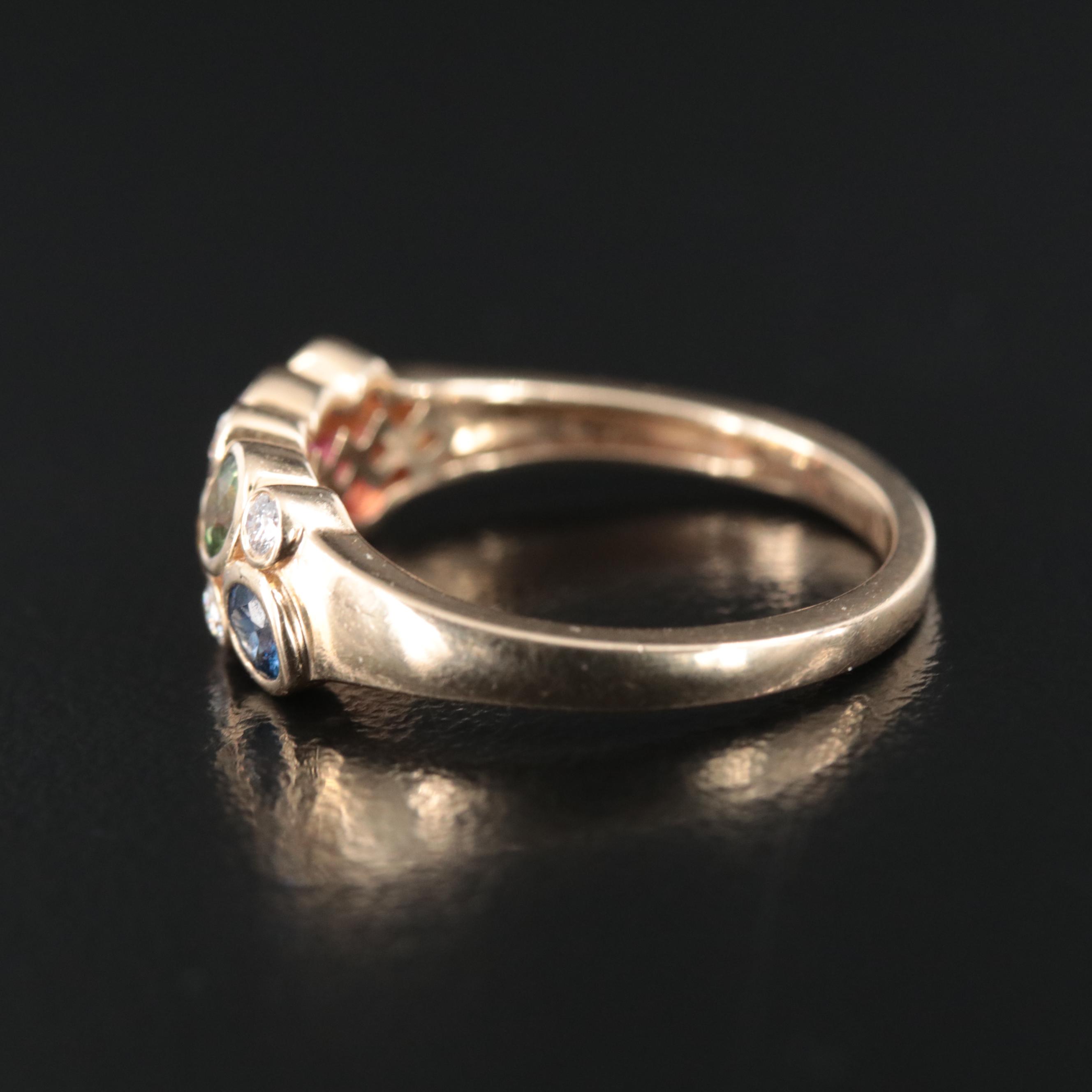 14K Sapphire, Ruby and Diamond Ring