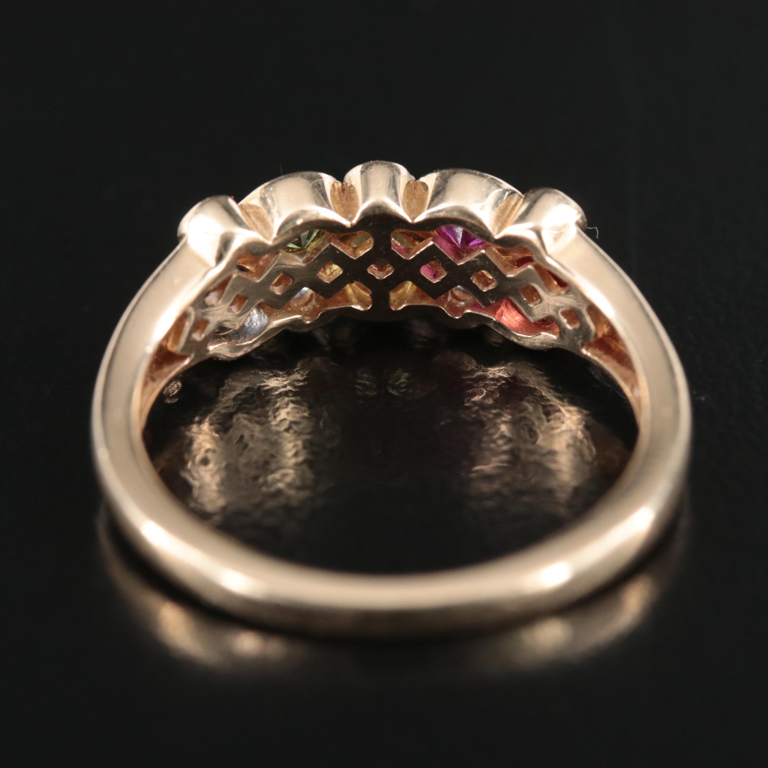 14K Sapphire, Ruby and Diamond Ring