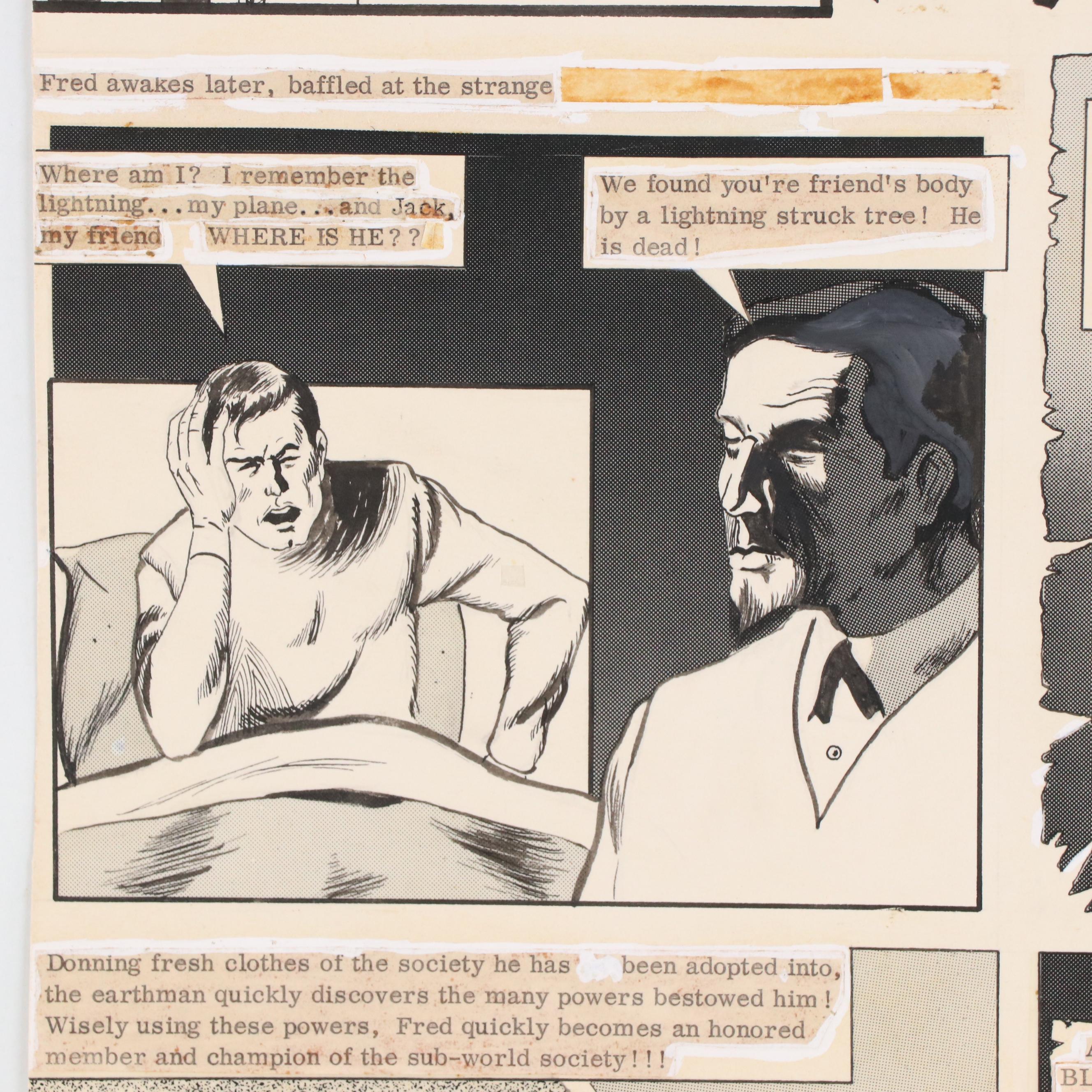 Joe Simon "Blue Bolt" Pen and Ink Comic Page Drawing, 1940