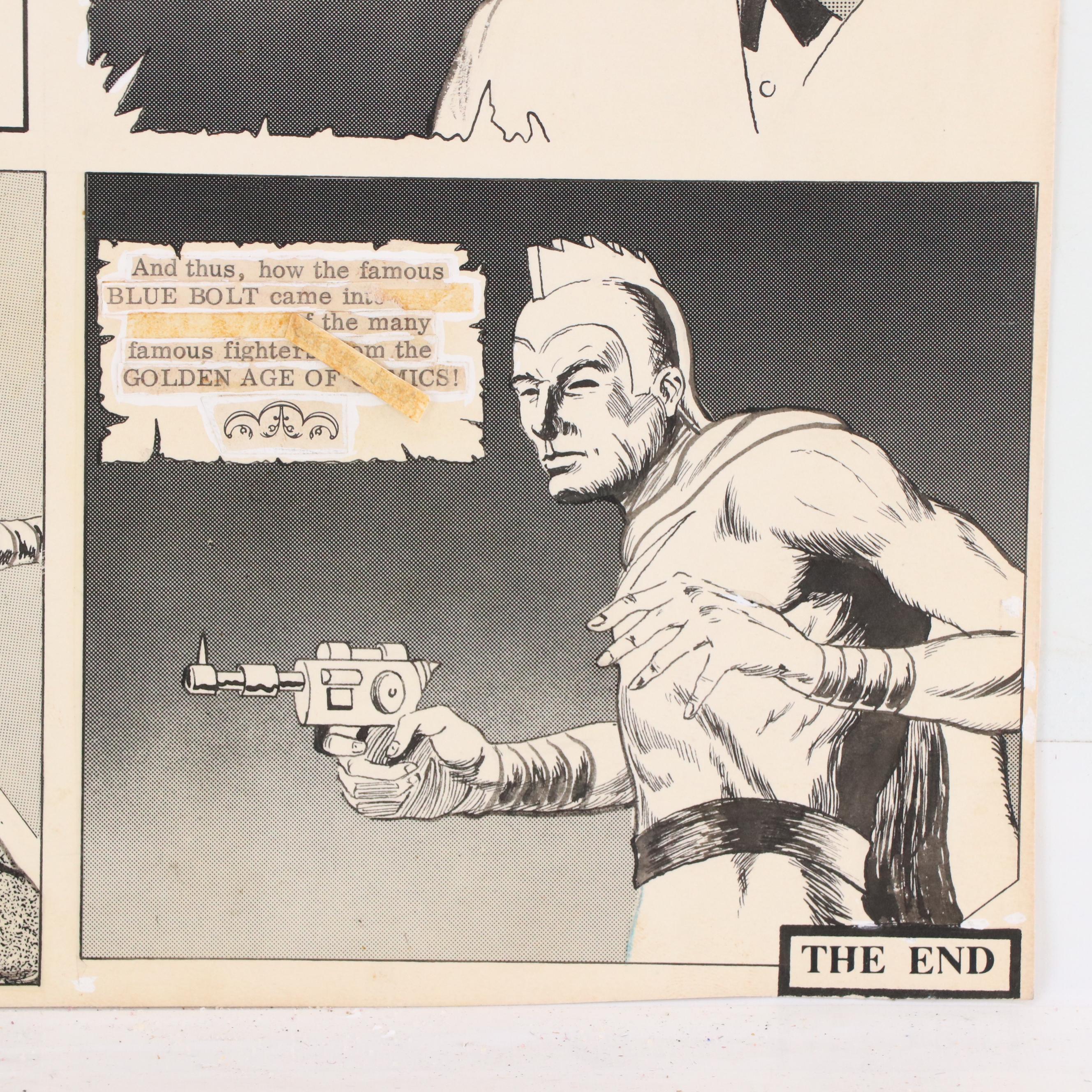 Joe Simon "Blue Bolt" Pen and Ink Comic Page Drawing, 1940