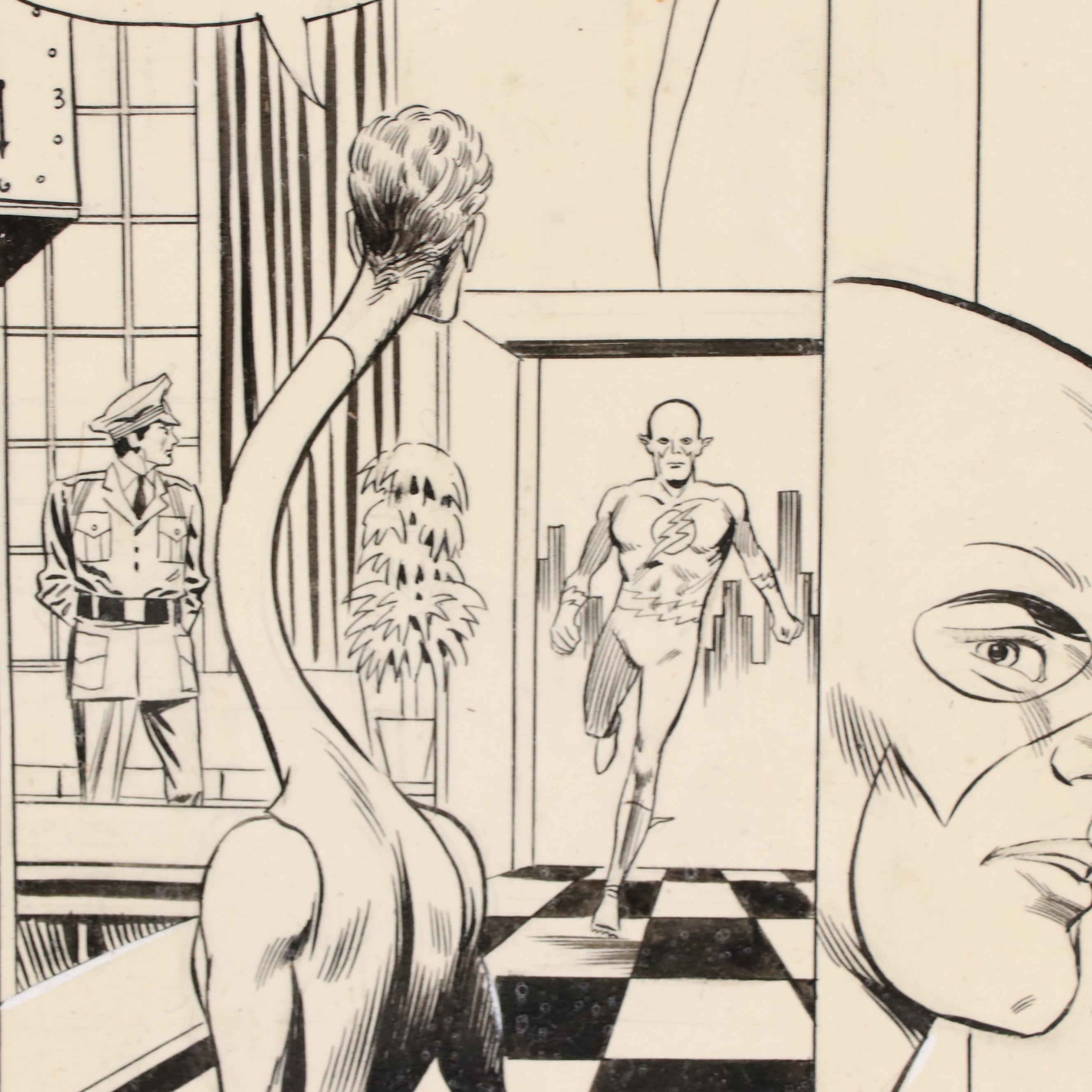 Ruben Moreira "The Flash" Pencil and Ink Comic Page Drawing, 1963