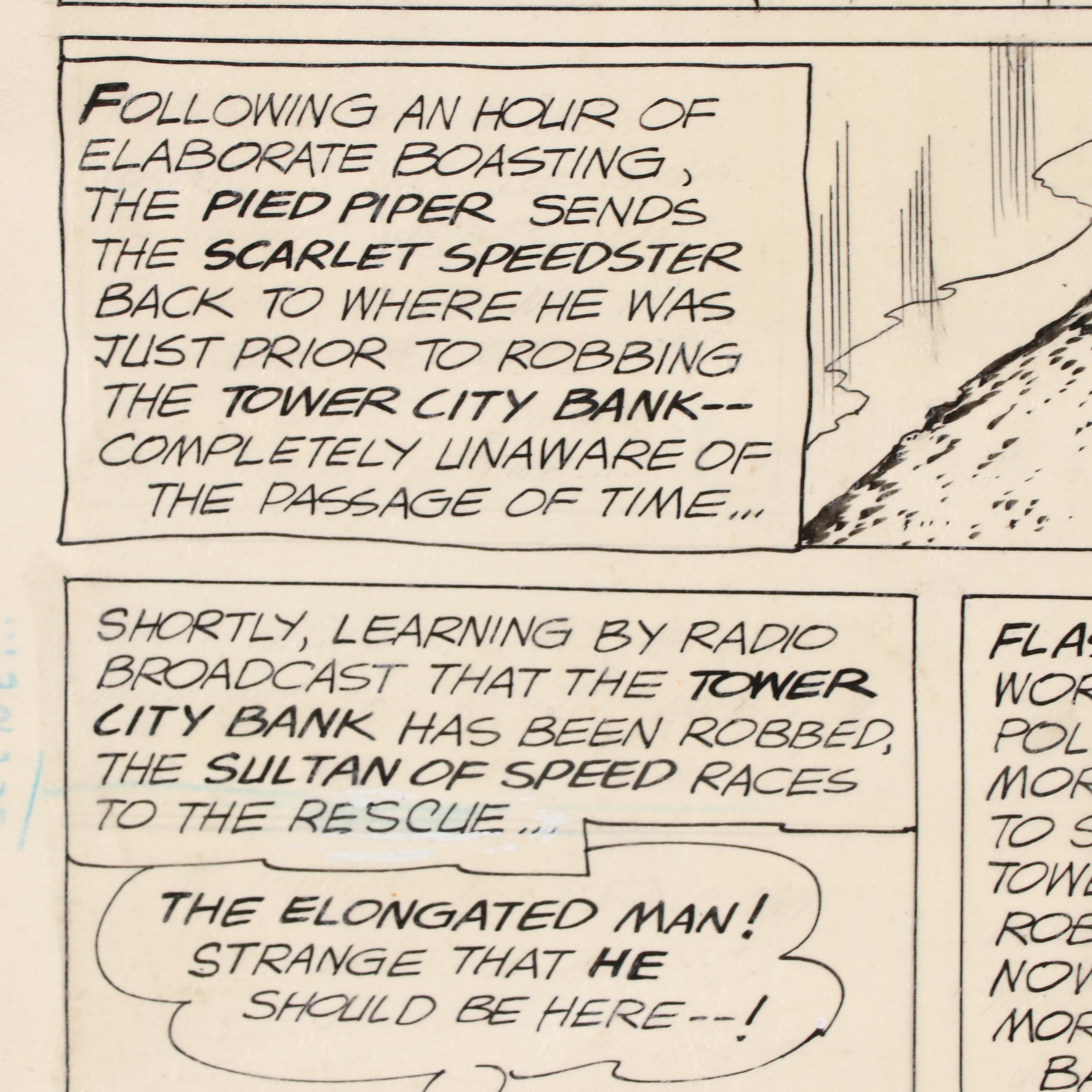 Ruben Moreira "The Flash" Pencil and Ink Comic Page Drawing, 1963