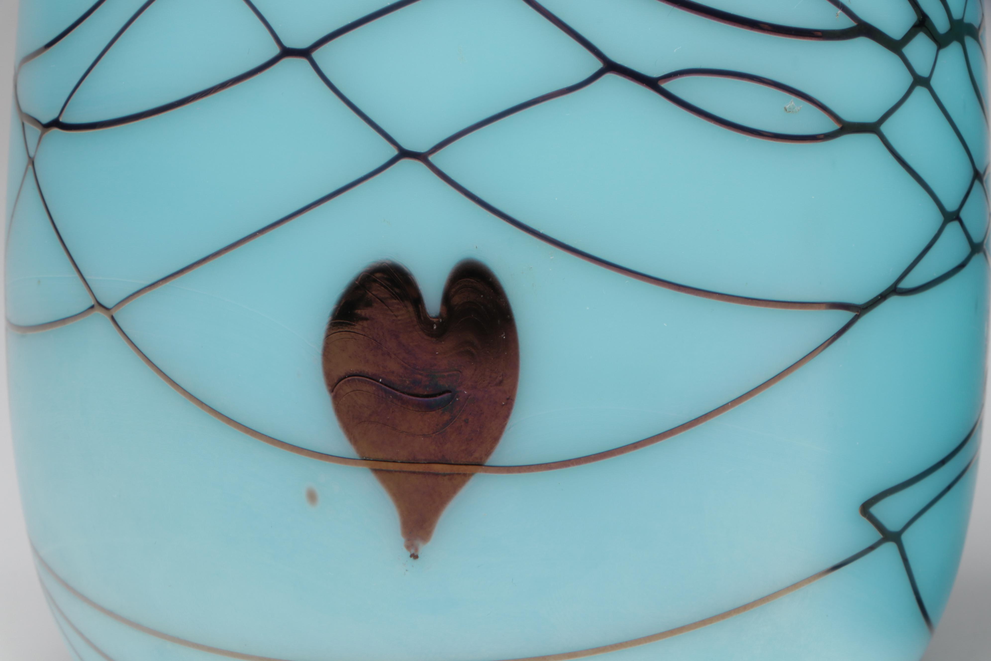 Dave Fetty for Fenton "Hanging Hearts" Limited Edition Art Glass Vases, 1975