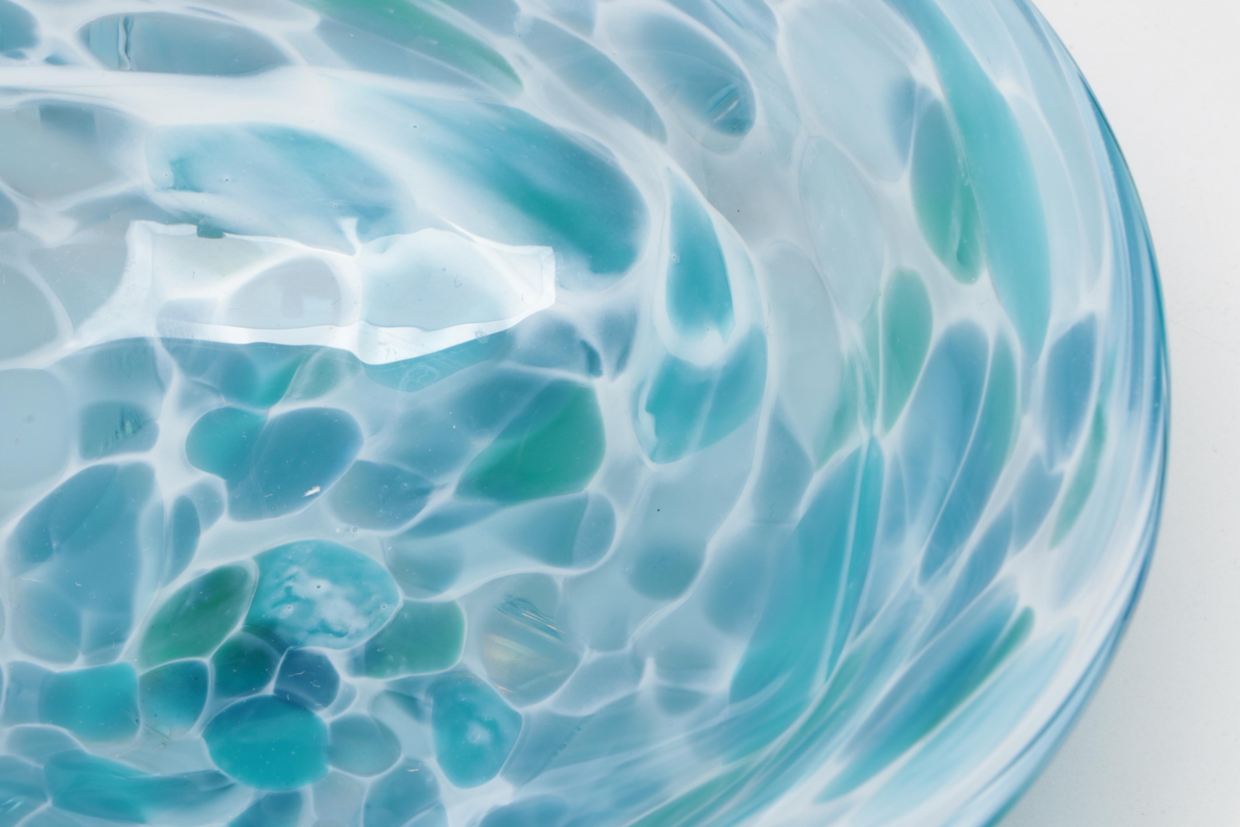 Studio Art Glass Blown Glass Swirl Plate, Bowl, and Figurine