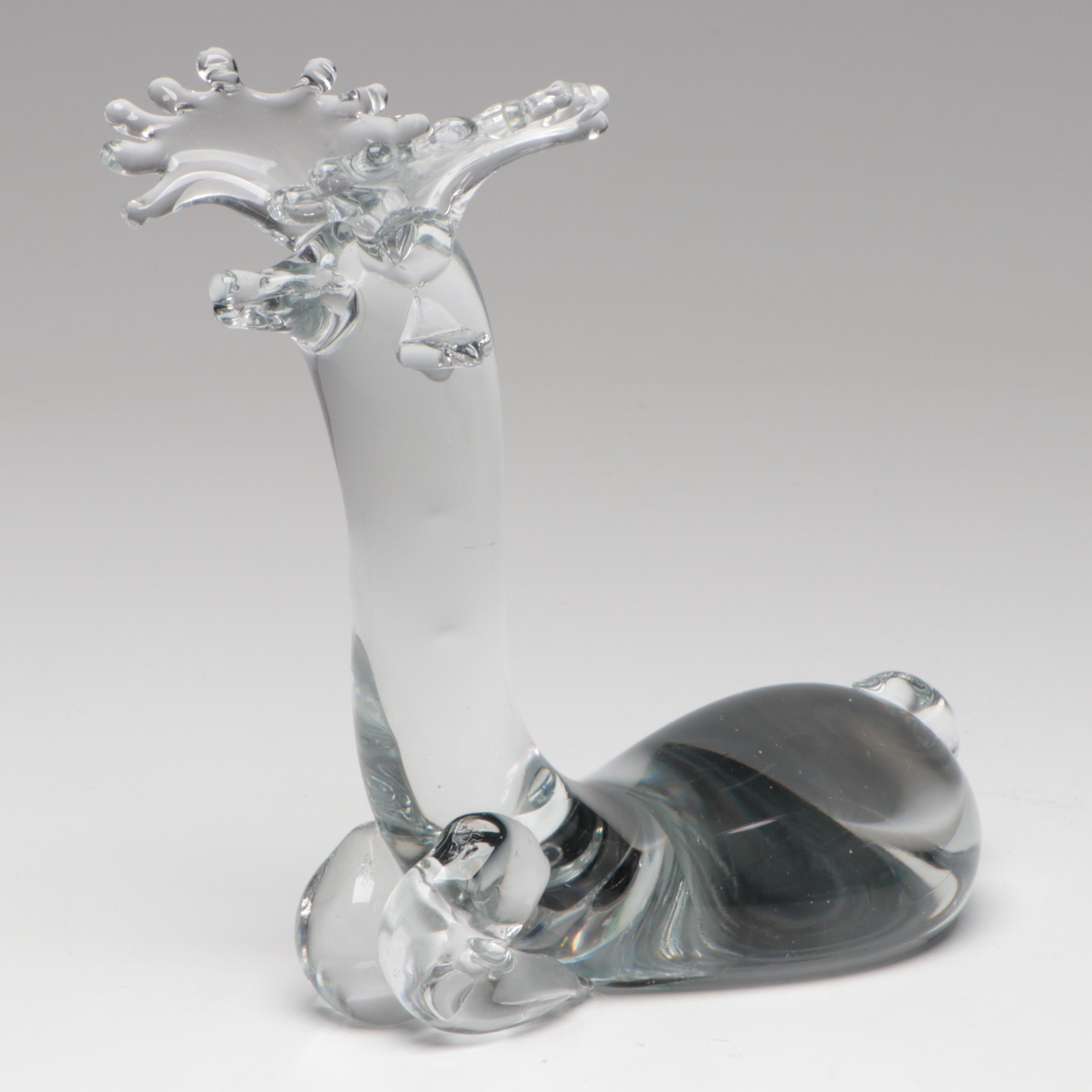 Studio Art Glass Blown Glass Swirl Plate, Bowl, and Figurine