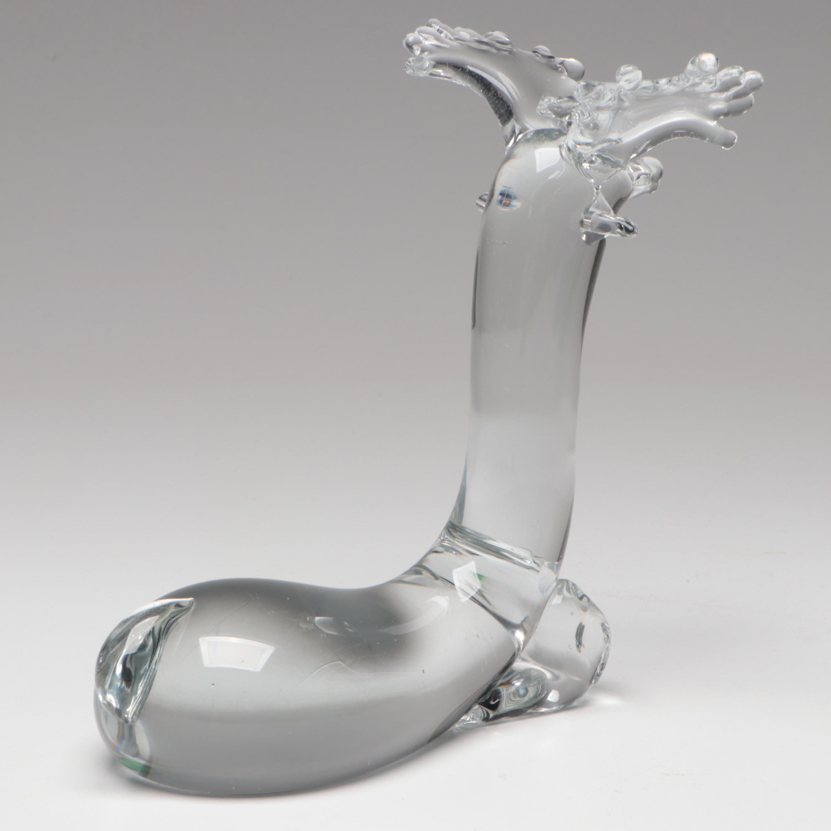 Studio Art Glass Blown Glass Swirl Plate, Bowl, and Figurine