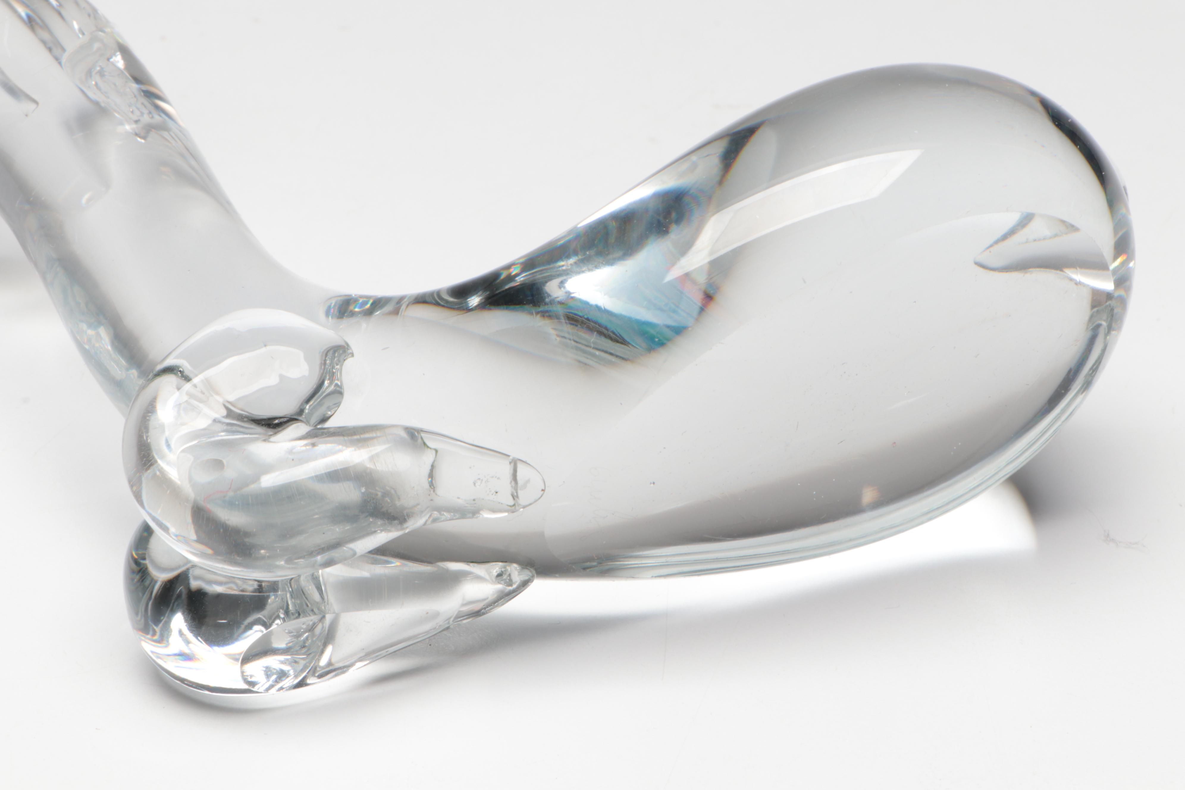 Studio Art Glass Blown Glass Swirl Plate, Bowl, and Figurine