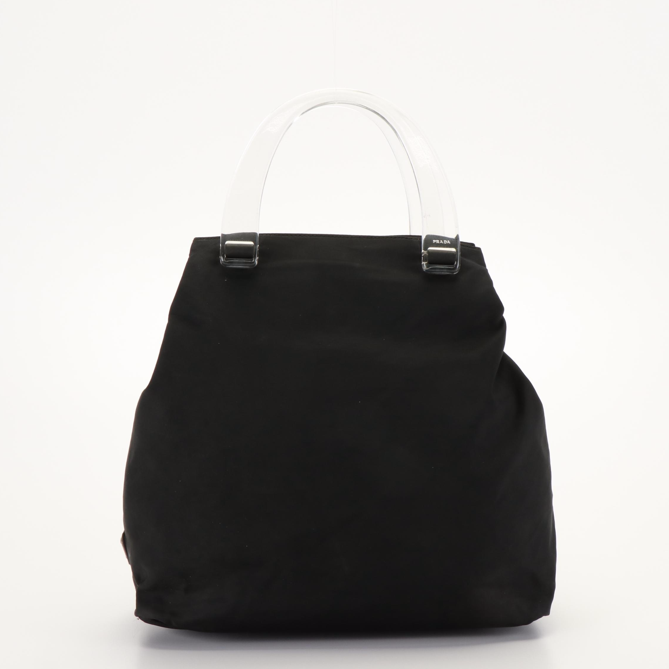 Prada Tessuto Black Nylon Lucite Top Handle Bag
