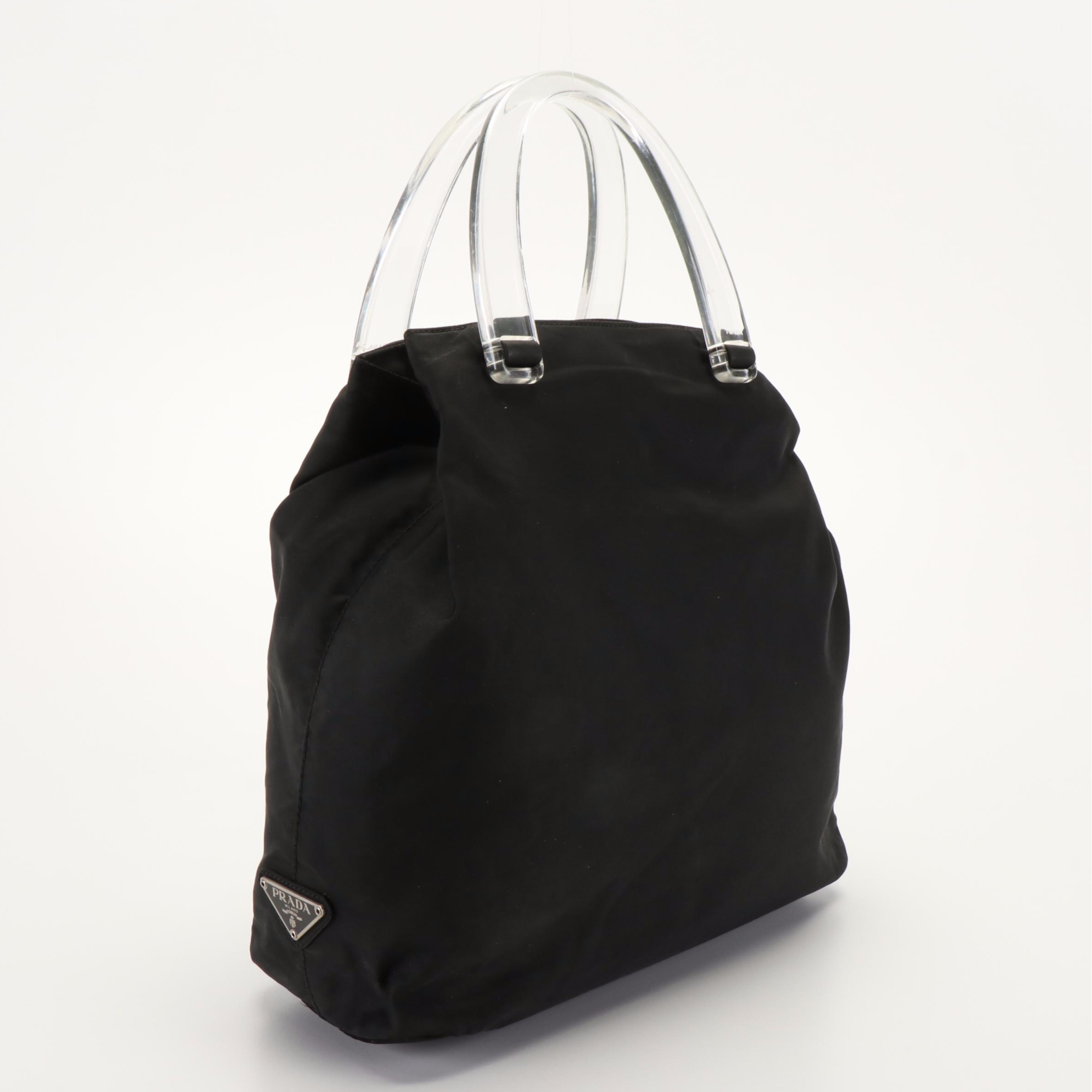 Prada Tessuto Black Nylon Lucite Top Handle Bag