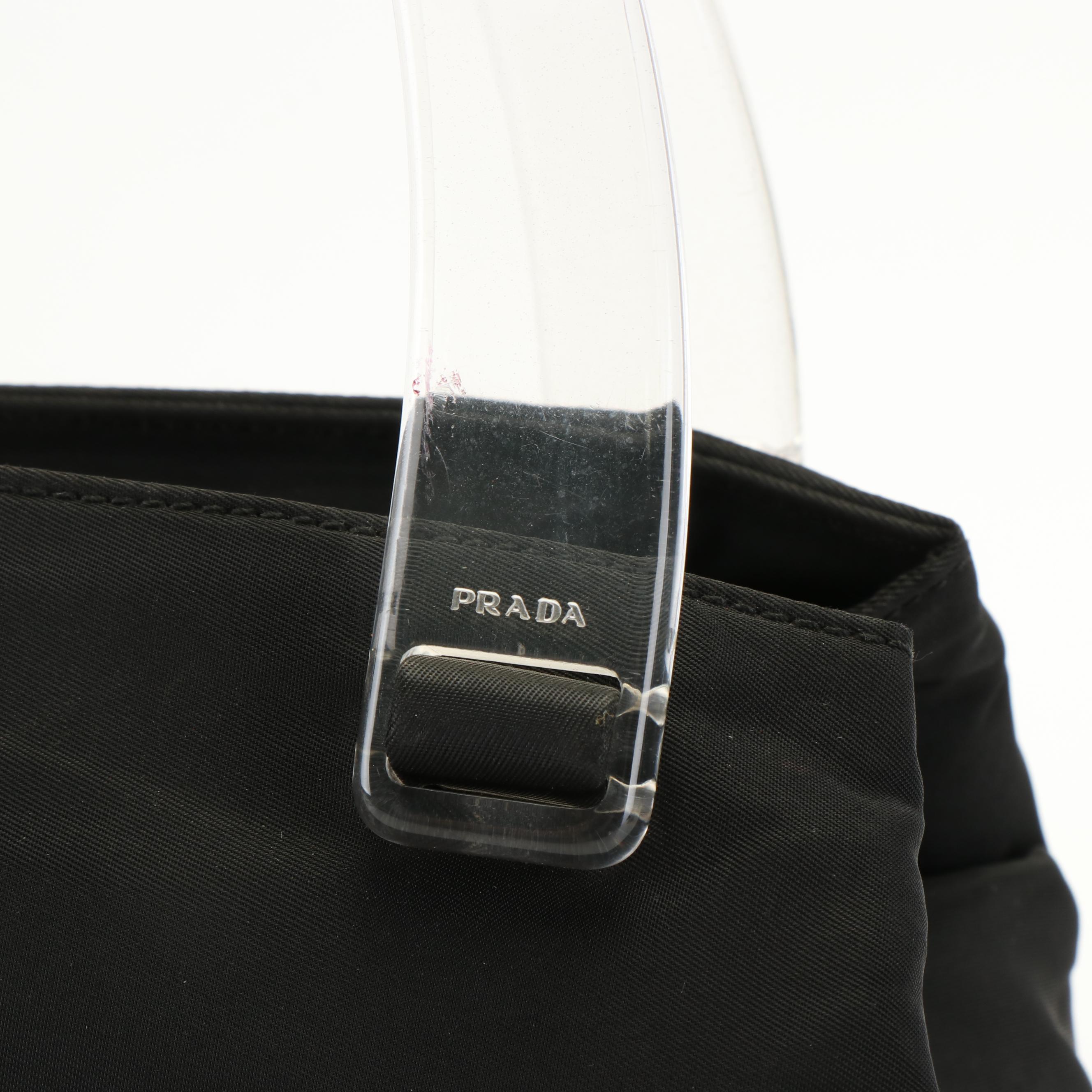Prada Tessuto Black Nylon Lucite Top Handle Bag