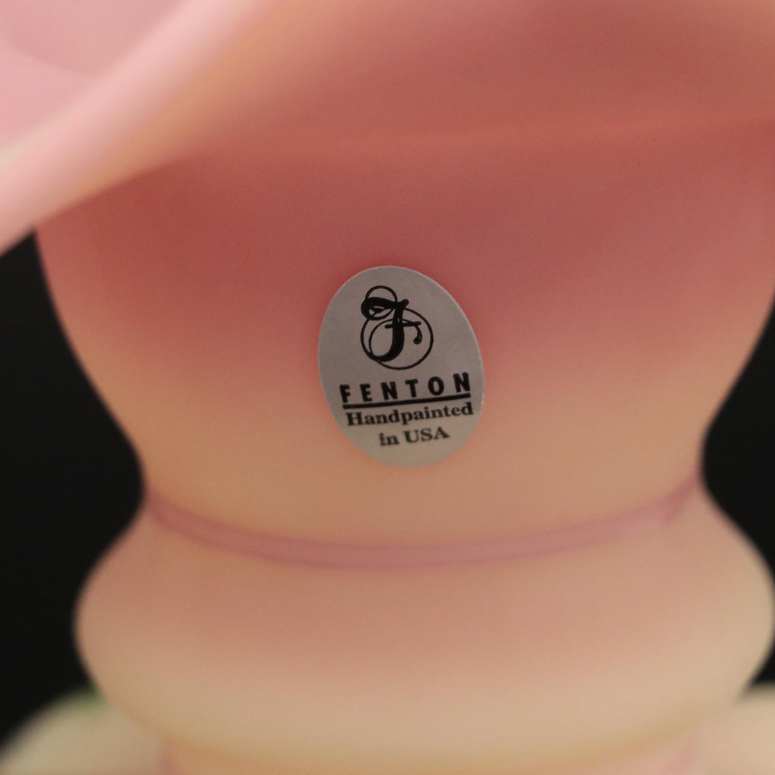 Fenton "Peacock" Pressed Glass Vase and Other Fenton Hand-Painted Vases