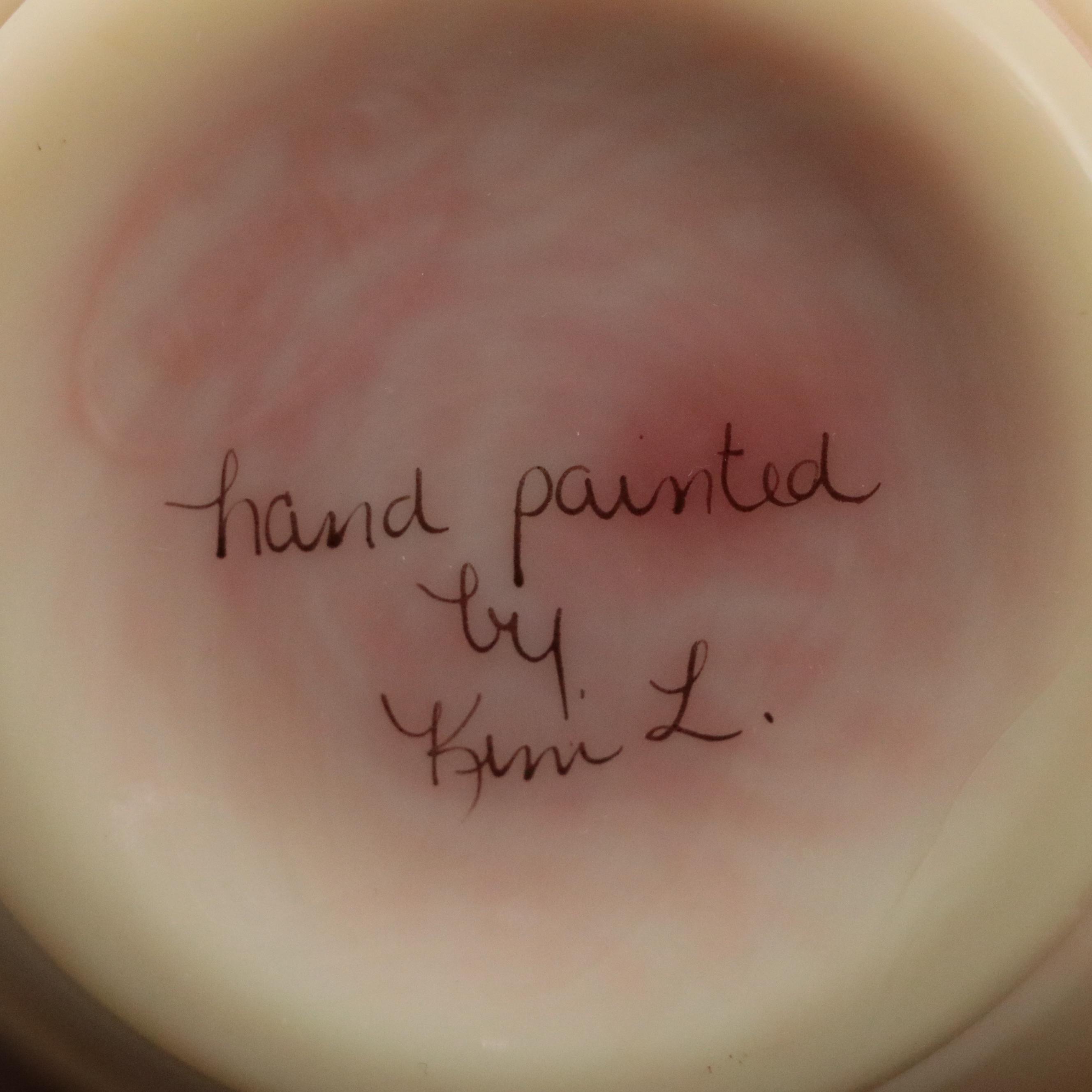 Fenton "Peacock" Pressed Glass Vase and Other Fenton Hand-Painted Vases