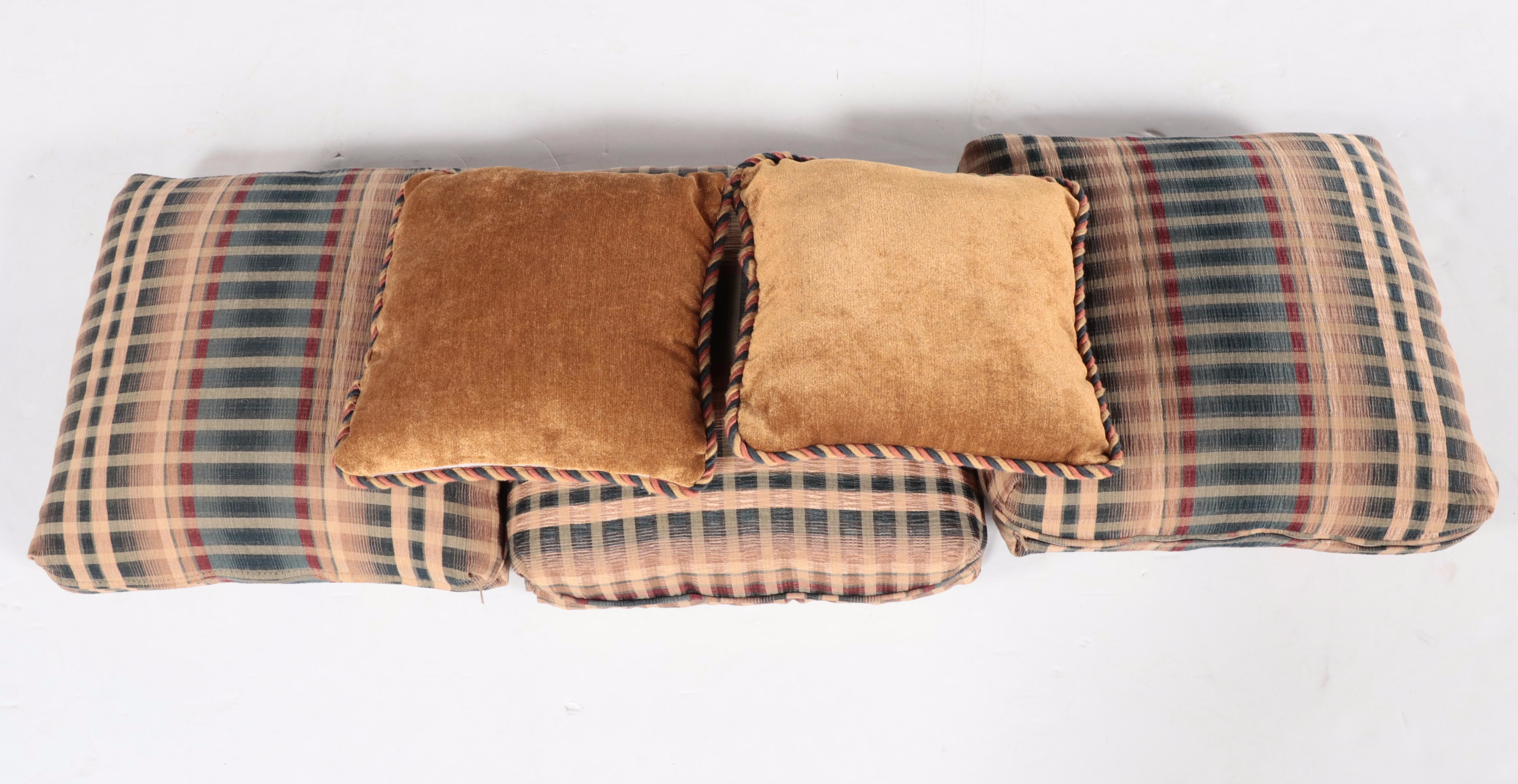 Kessler Industries Metal and Glass Table, Upholstered Armchairs and Stools