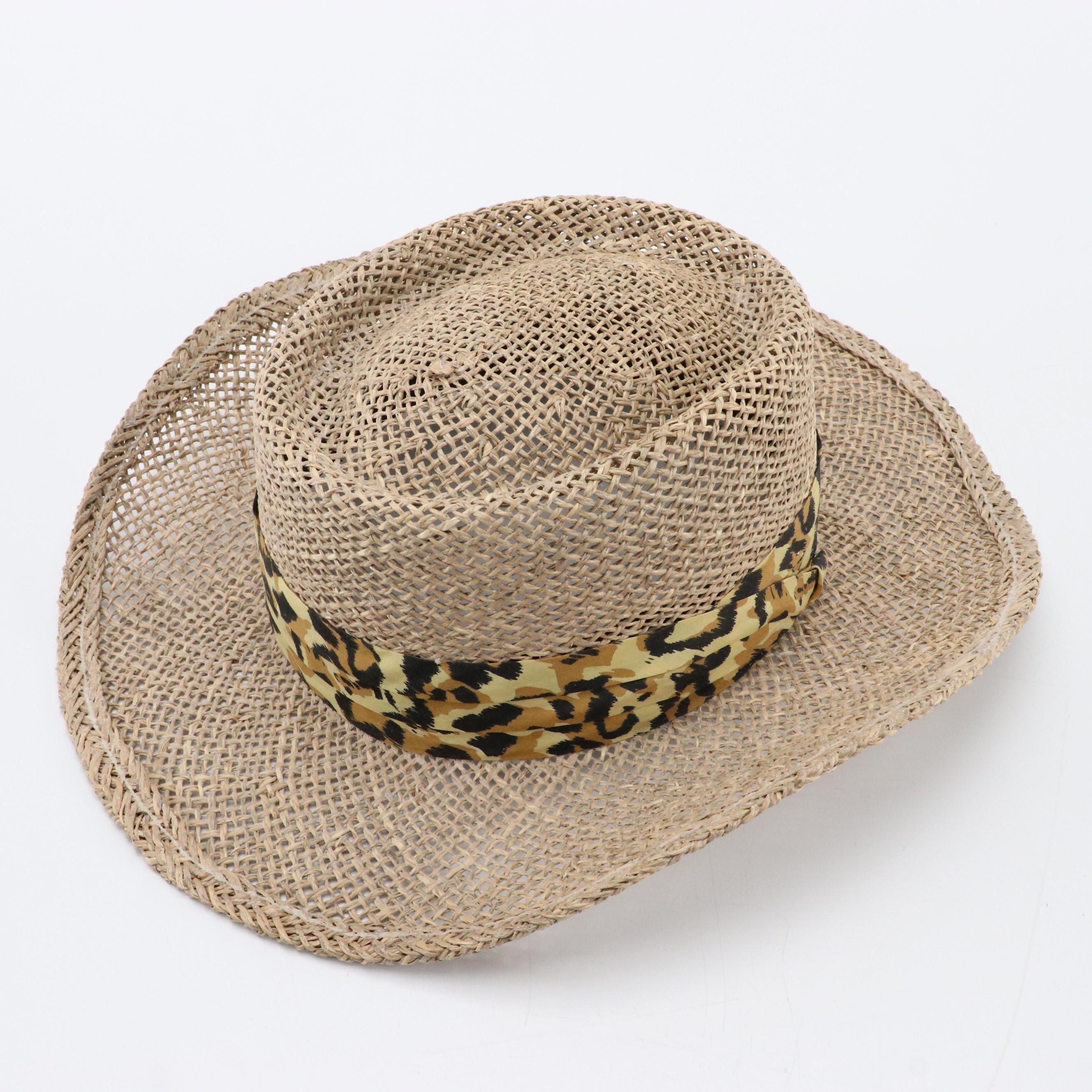 Cincinnati Zoo Shop Leopard Straw Gambler Hat, Other Western Style Straw Hats