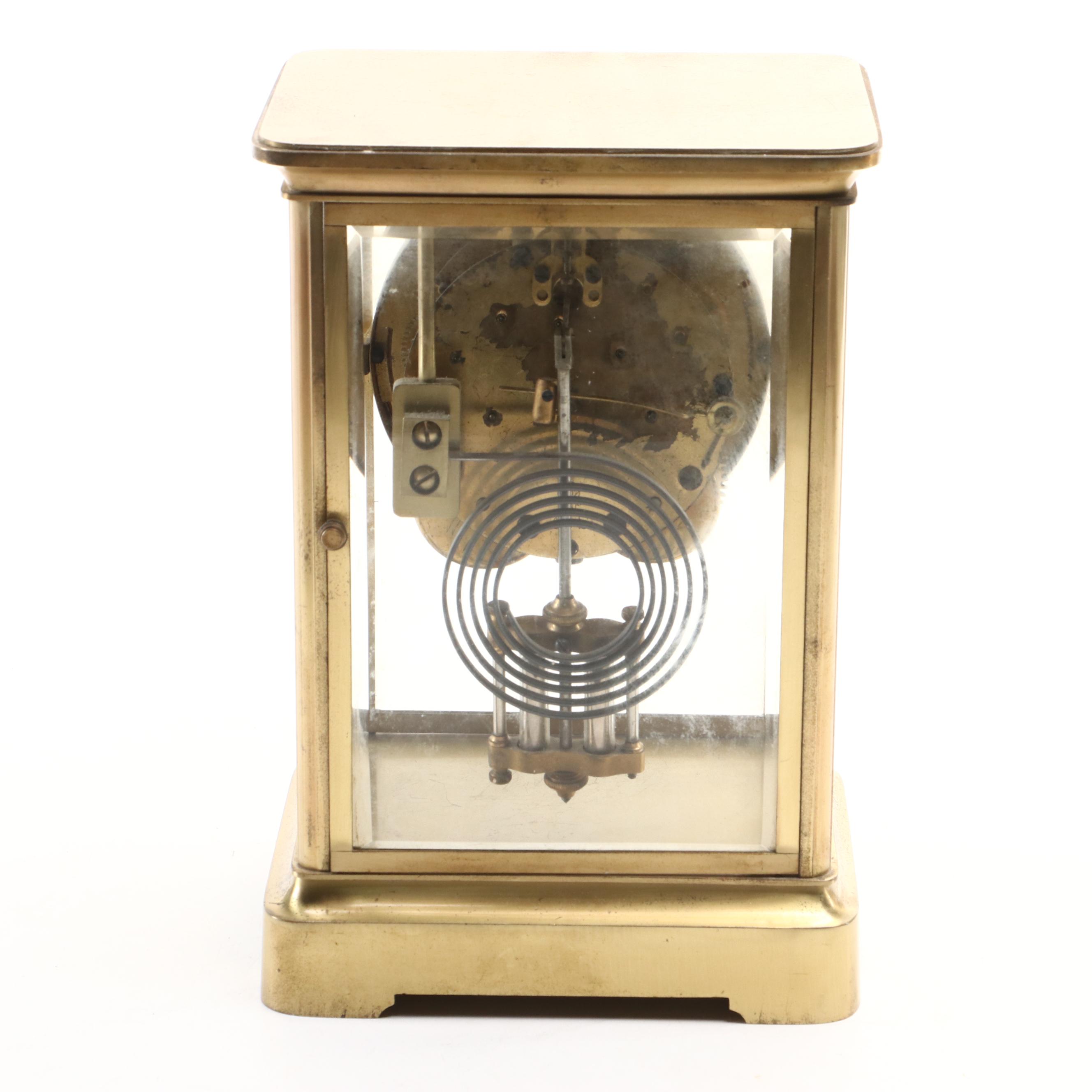 Seth Thomas Brass and Glass Regulator Mantel Clock, Mid-20th Century