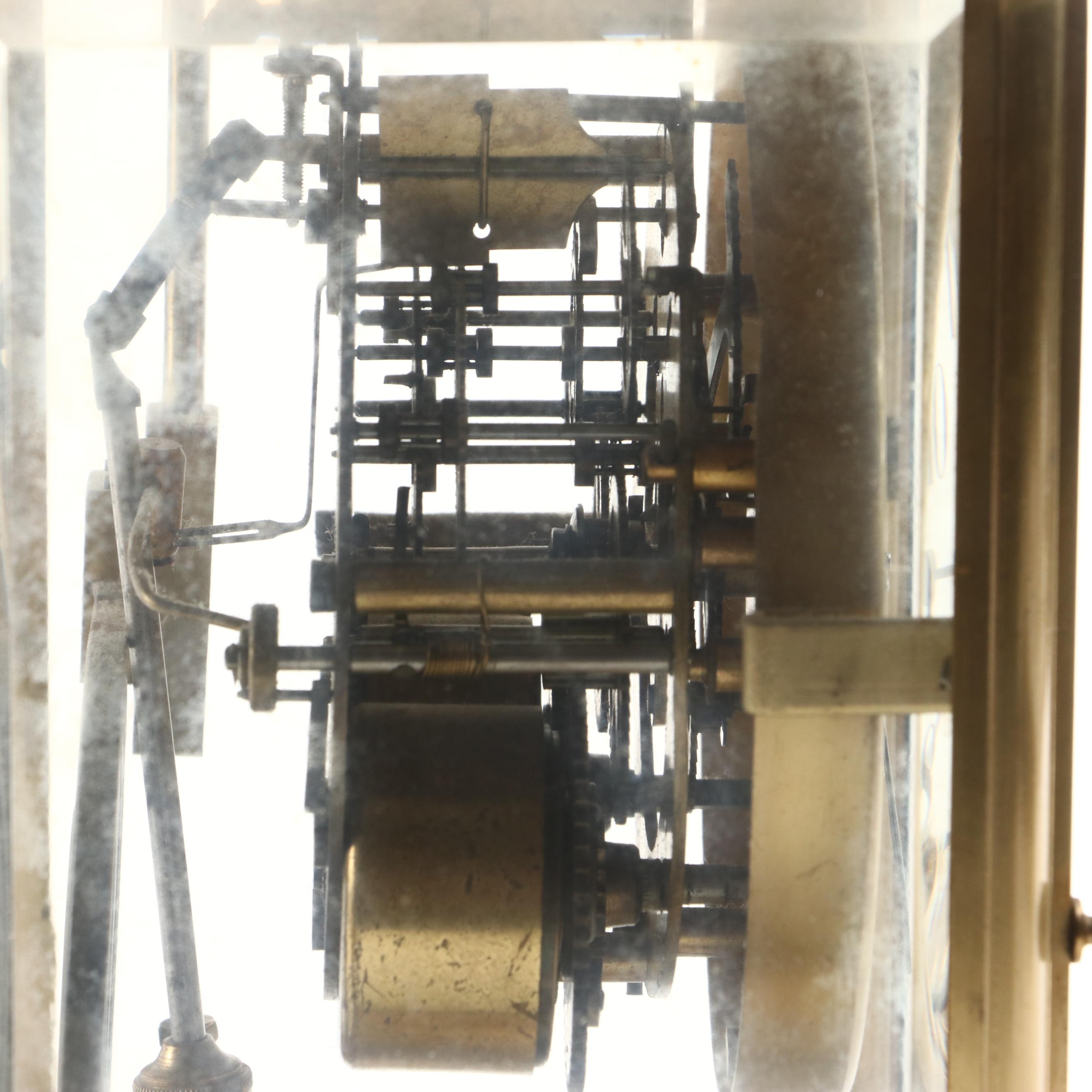 Seth Thomas Brass and Glass Regulator Mantel Clock, Mid-20th Century