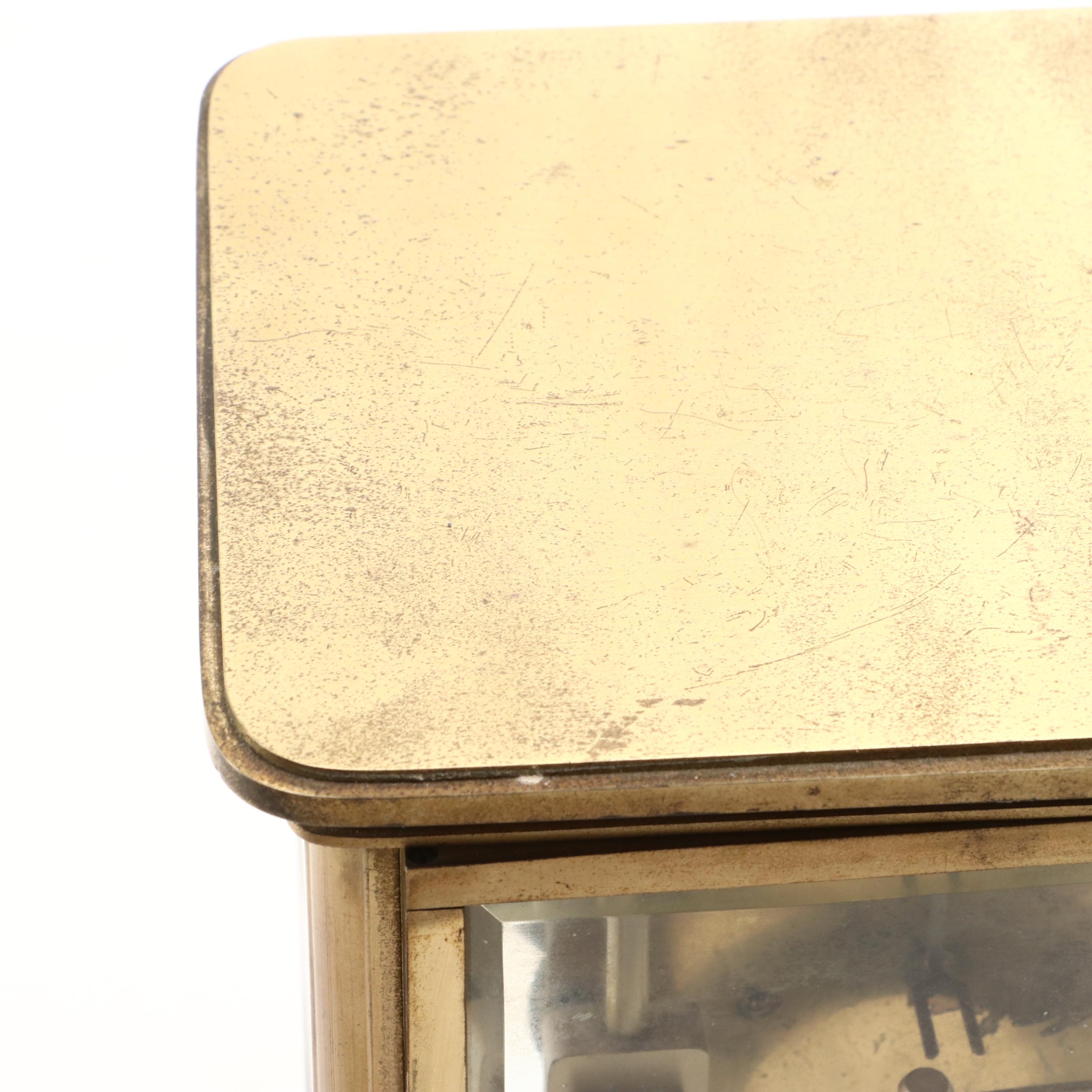 Seth Thomas Brass and Glass Regulator Mantel Clock, Mid-20th Century