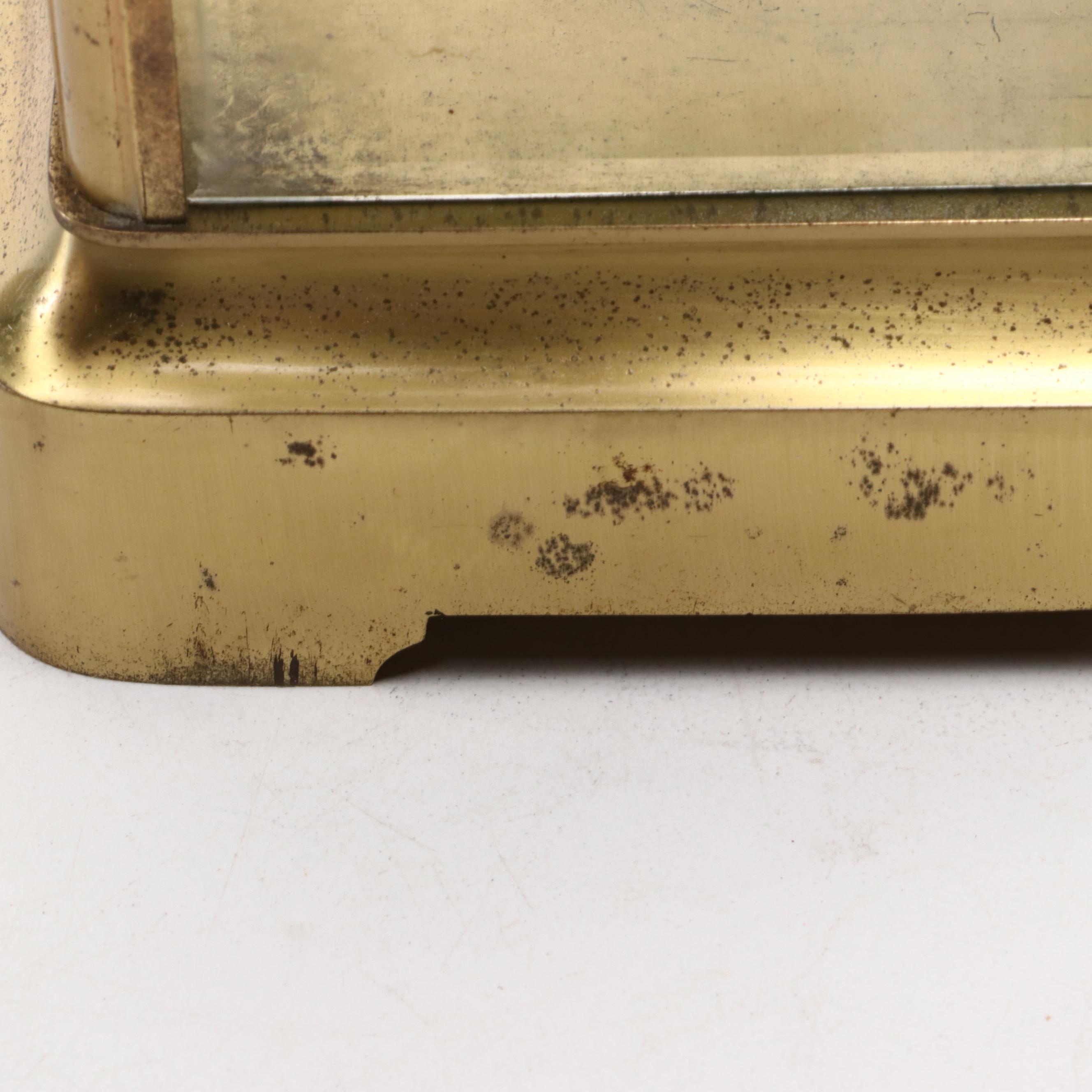 Seth Thomas Brass and Glass Regulator Mantel Clock, Mid-20th Century