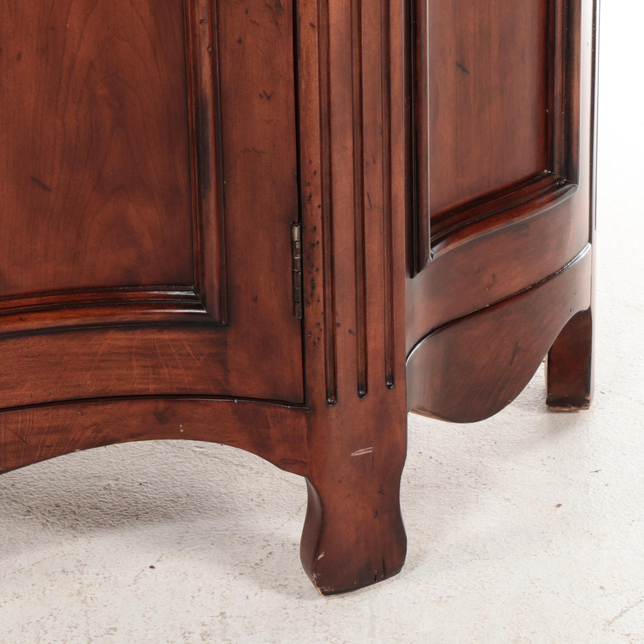 French Provincial Style Marble Top Hardwood Cabinet
