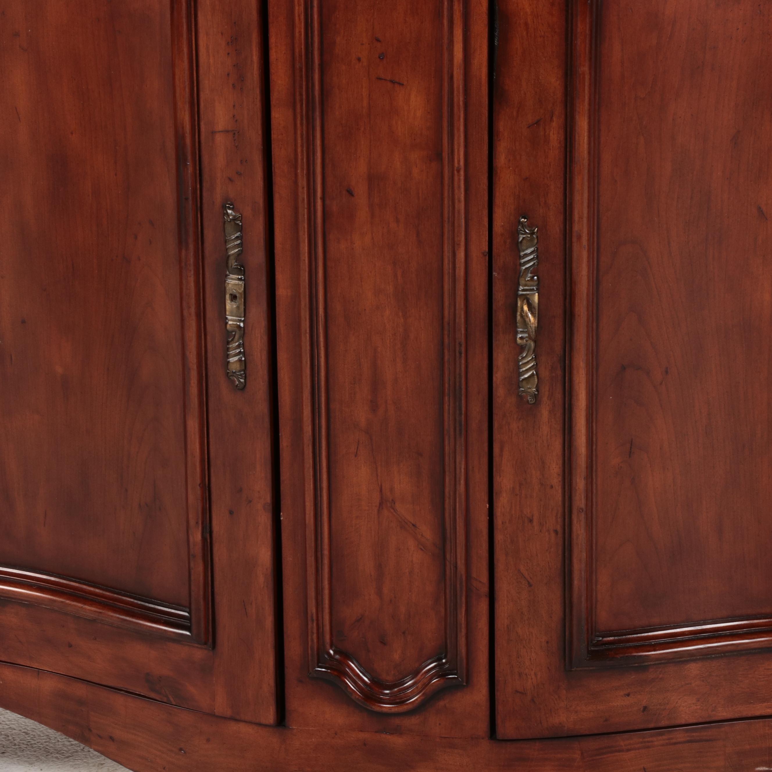 French Provincial Style Marble Top Hardwood Cabinet