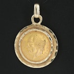 14K Pendant with 1945 Mexican Dos Y Medio Pesos Coin