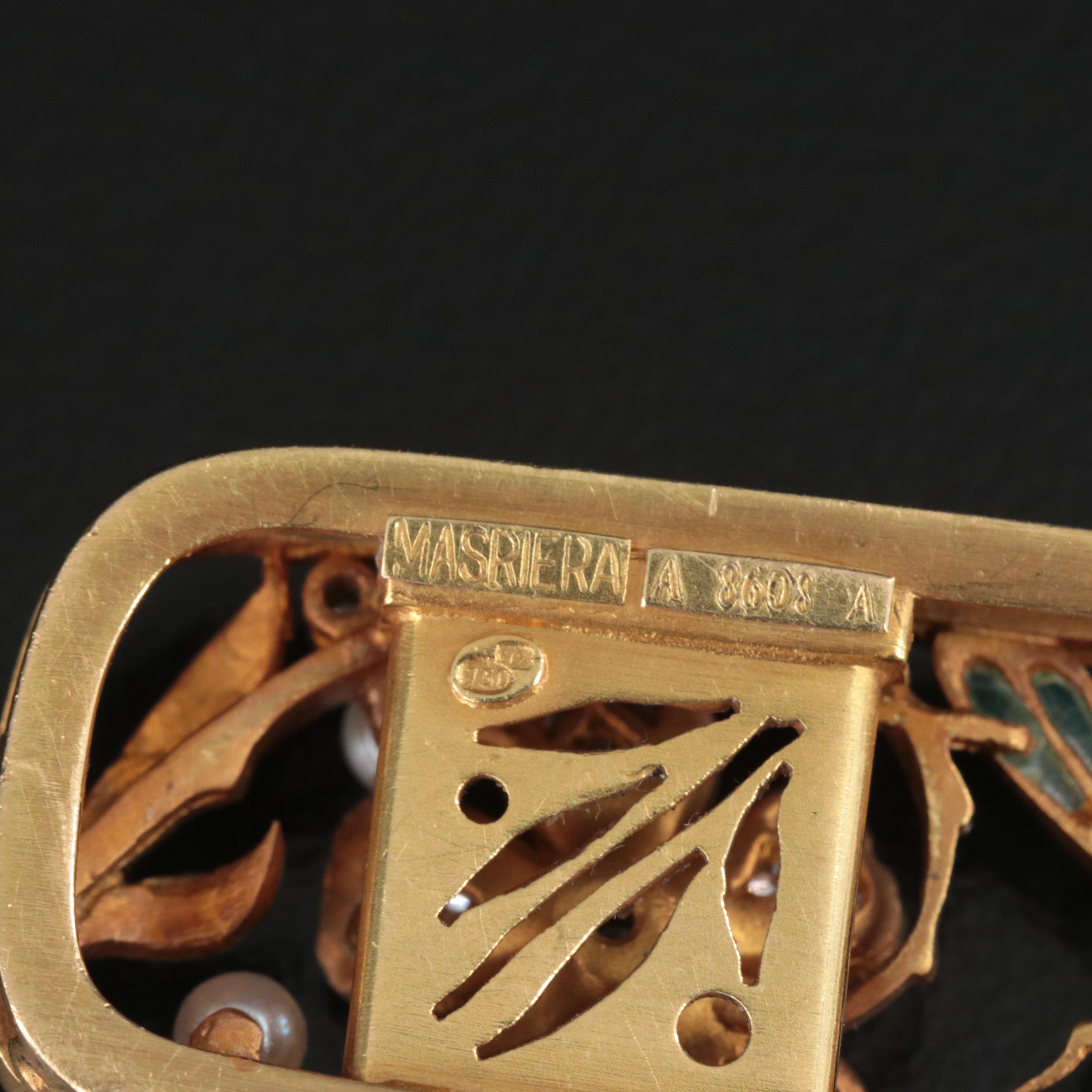 Masriera 18K Pearl and 1.25 CTW Diamond Choker with Plique-à-jour Dragonflies