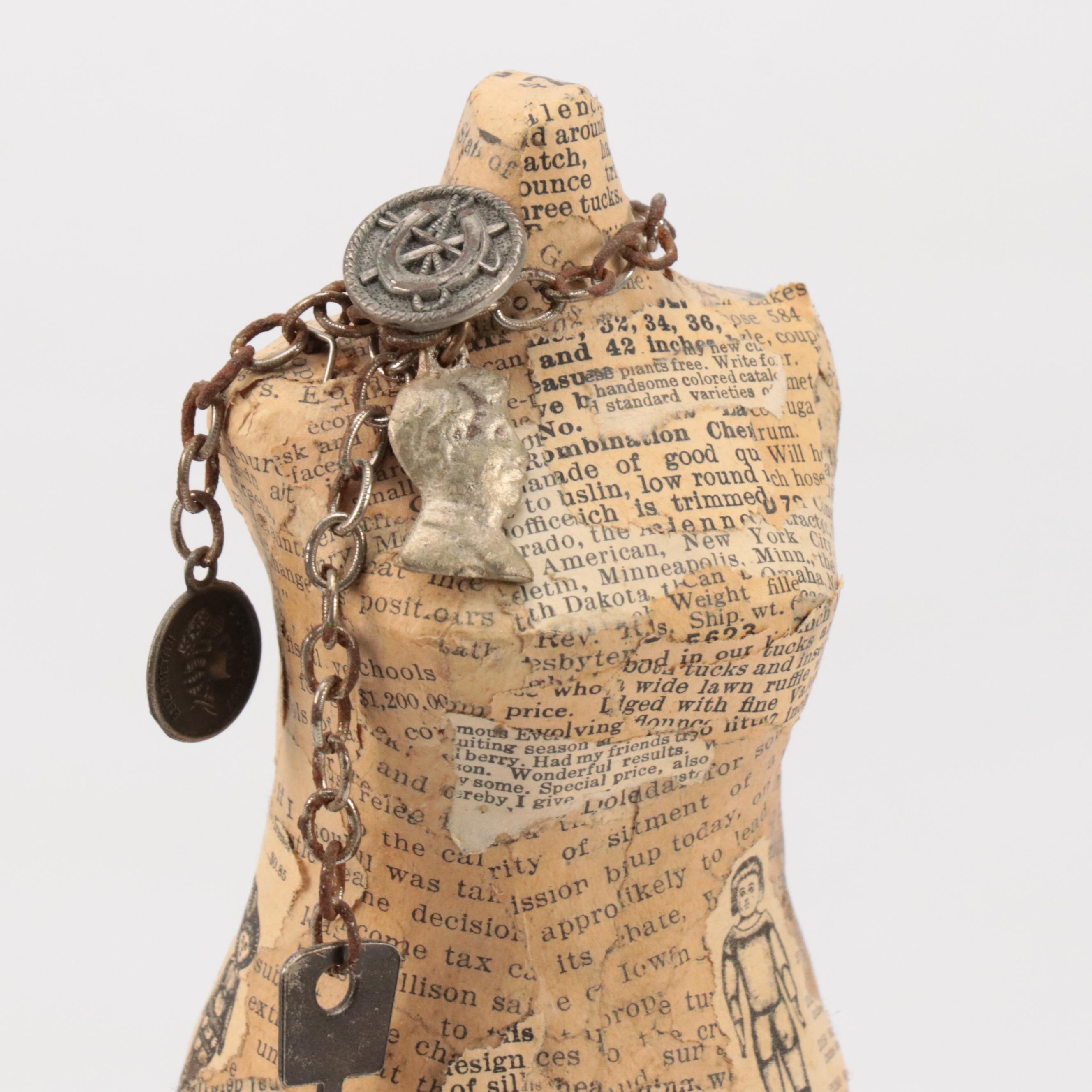 Handcrafted Miniature Figurines, Brighton Clock, and Sewing Cabinet