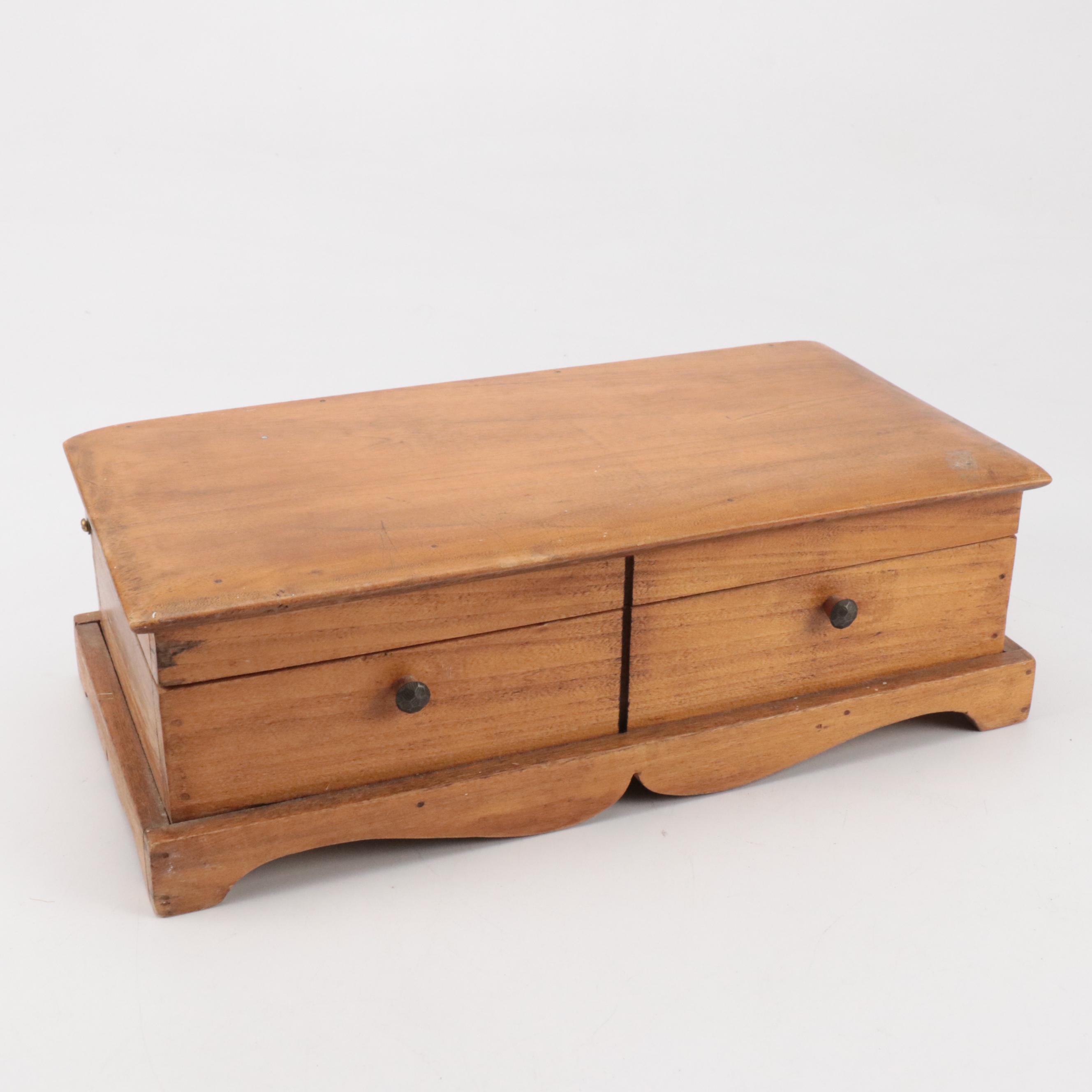 Handcrafted Miniature Figurines, Brighton Clock, and Sewing Cabinet