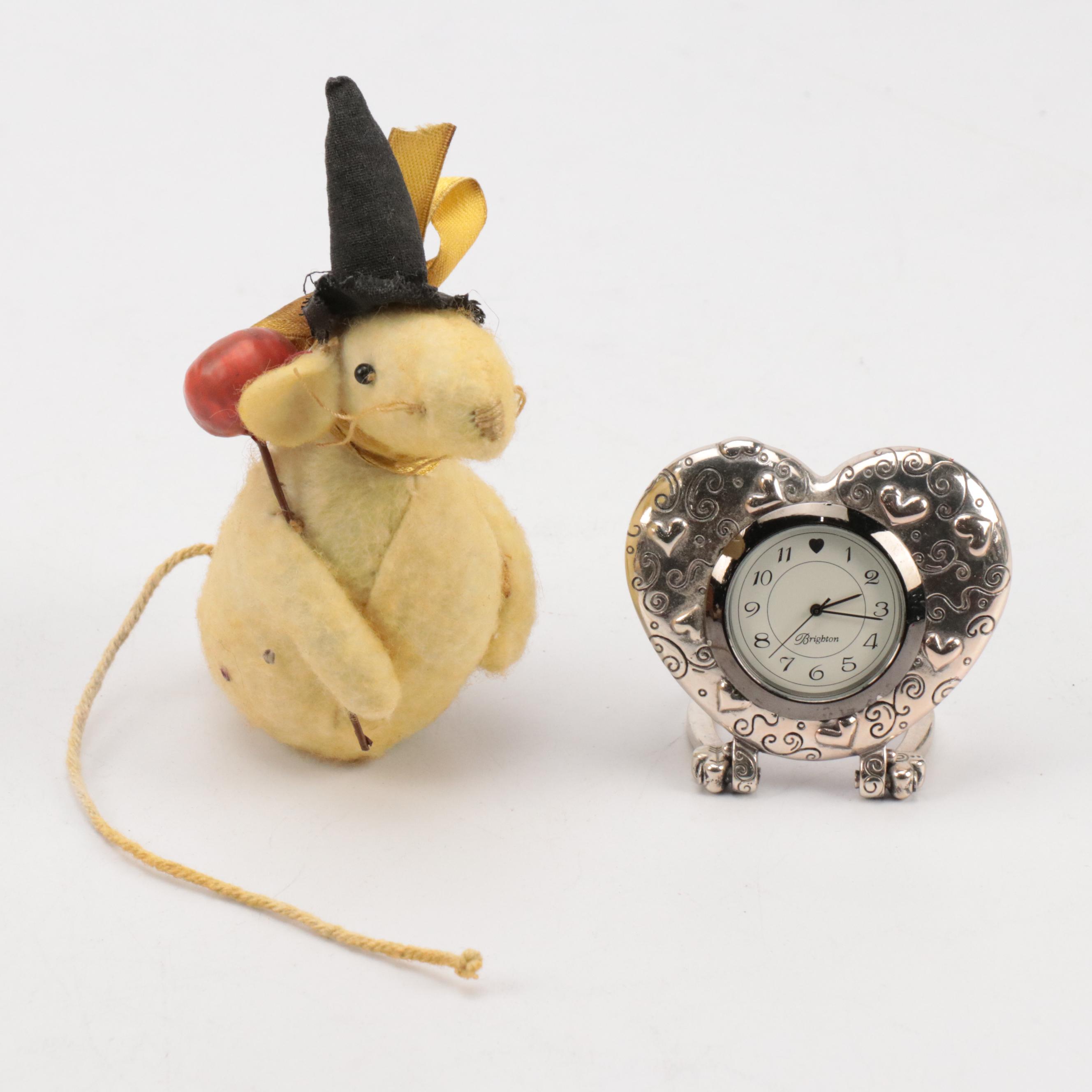 Handcrafted Miniature Figurines, Brighton Clock, and Sewing Cabinet