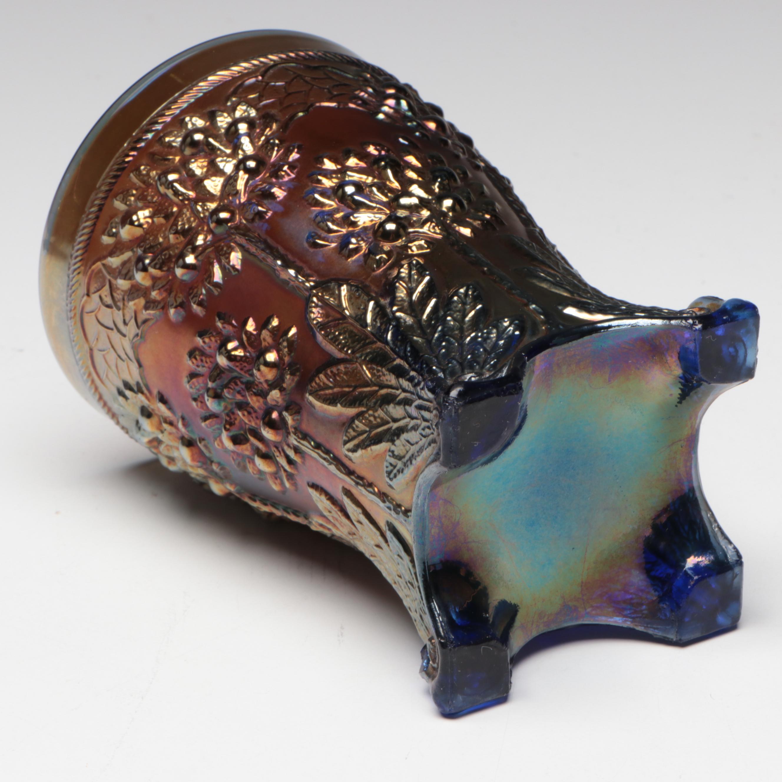 Fenton Carnival Glass "Orange Tree" Iridescent Footed Bowl and Tumbler